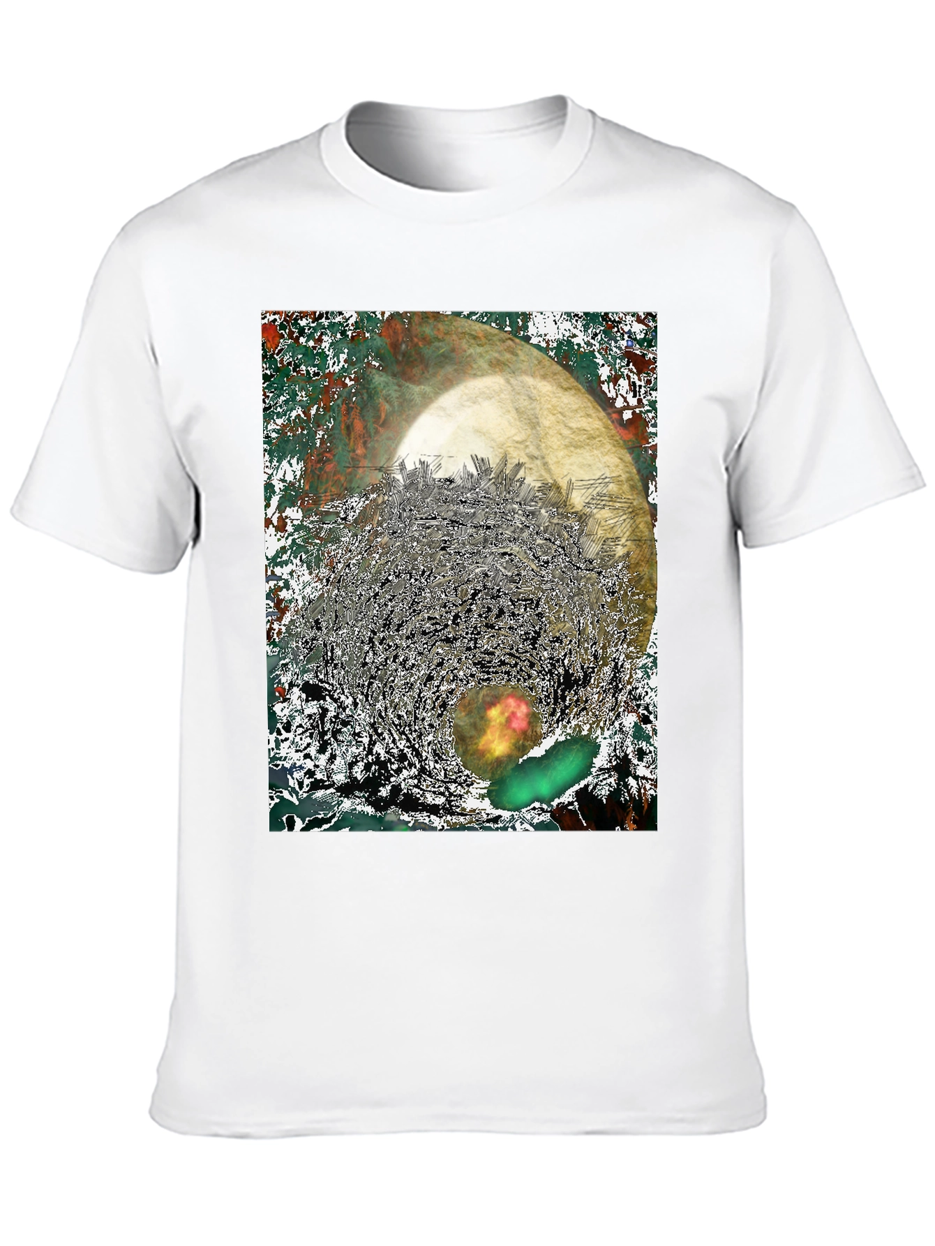 Black Abstract Print Tee - Unique Graphic T-Shirt view 10