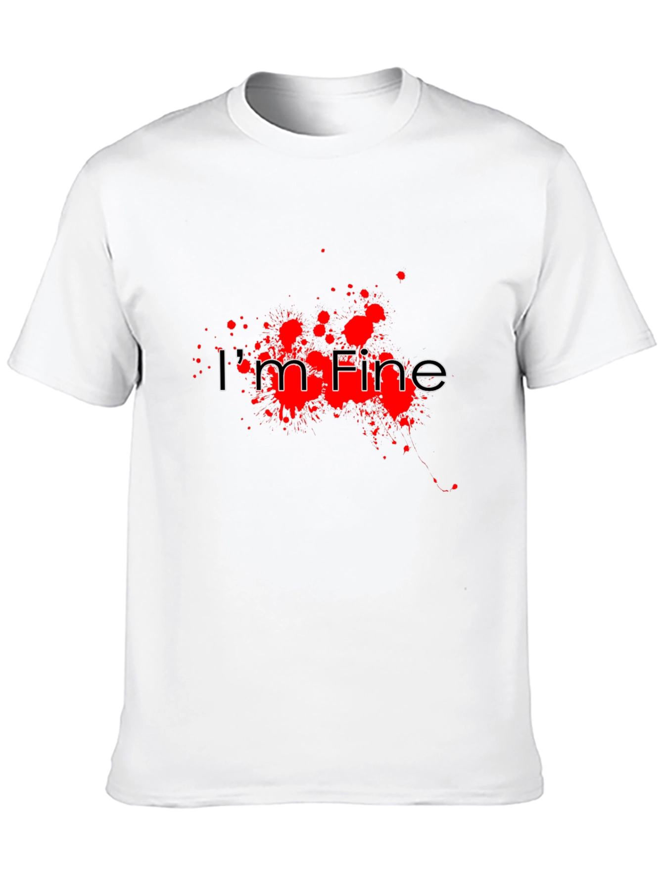 Black I'm Fine Graphic Tee - Black Short Sleeve Cotton T-Shirt view 10