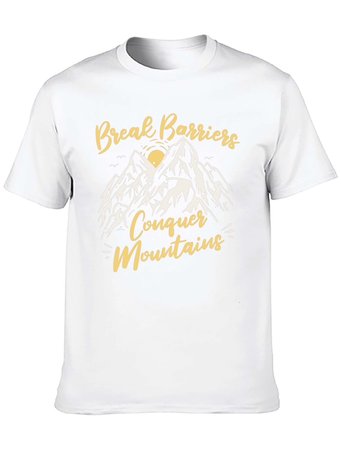 Black Break Barriers Conquer Mountains Graphic Tee view 10
