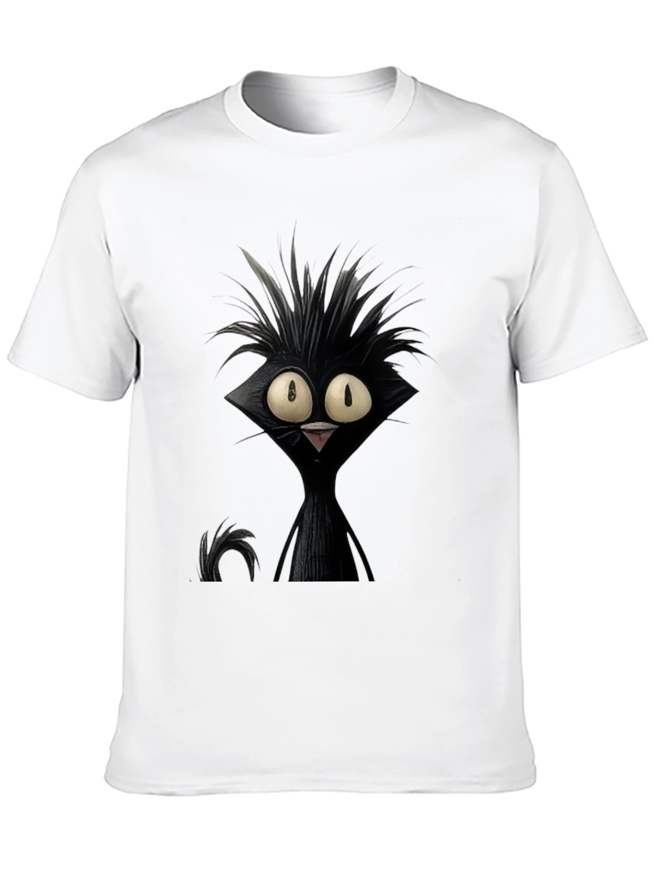Black Crazy Cat Graphic Tee - Unisex Black T-Shirt view 10