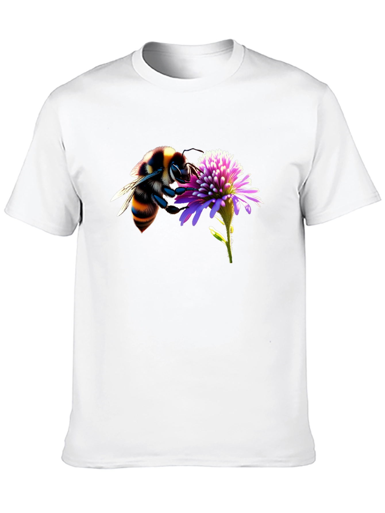 Black Bee on Flower Graphic Tee - Black Cotton T-Shirt view 10