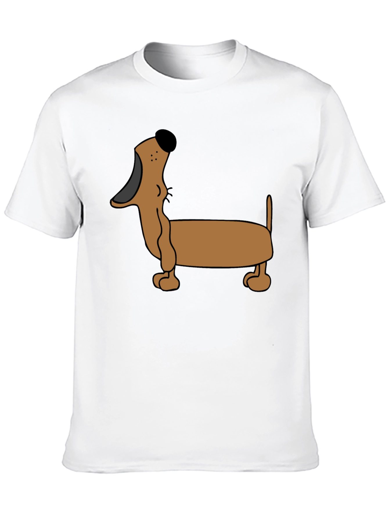 Black Cartoon Dachshund T-Shirt - Black view 10