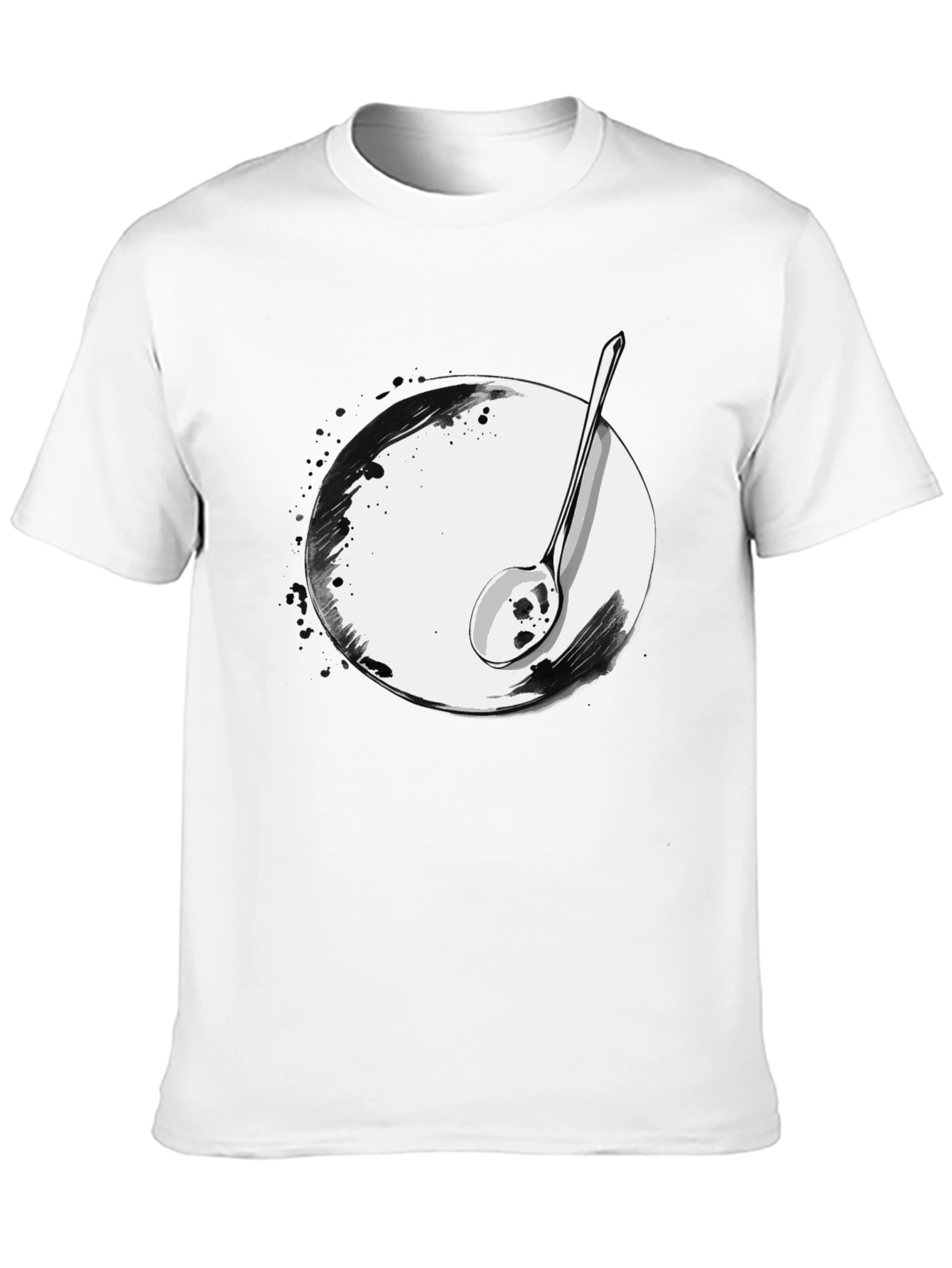 Black Spoon & Plate Graphic Tee - Modern Art Shirt view 10
