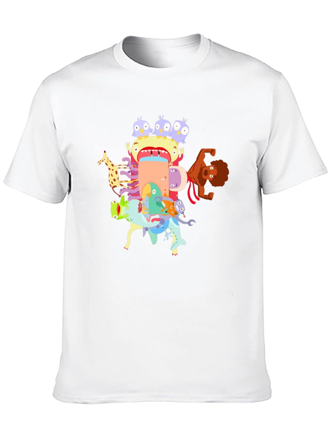 Black Cartoon Creature Stack Black T-Shirt view 10