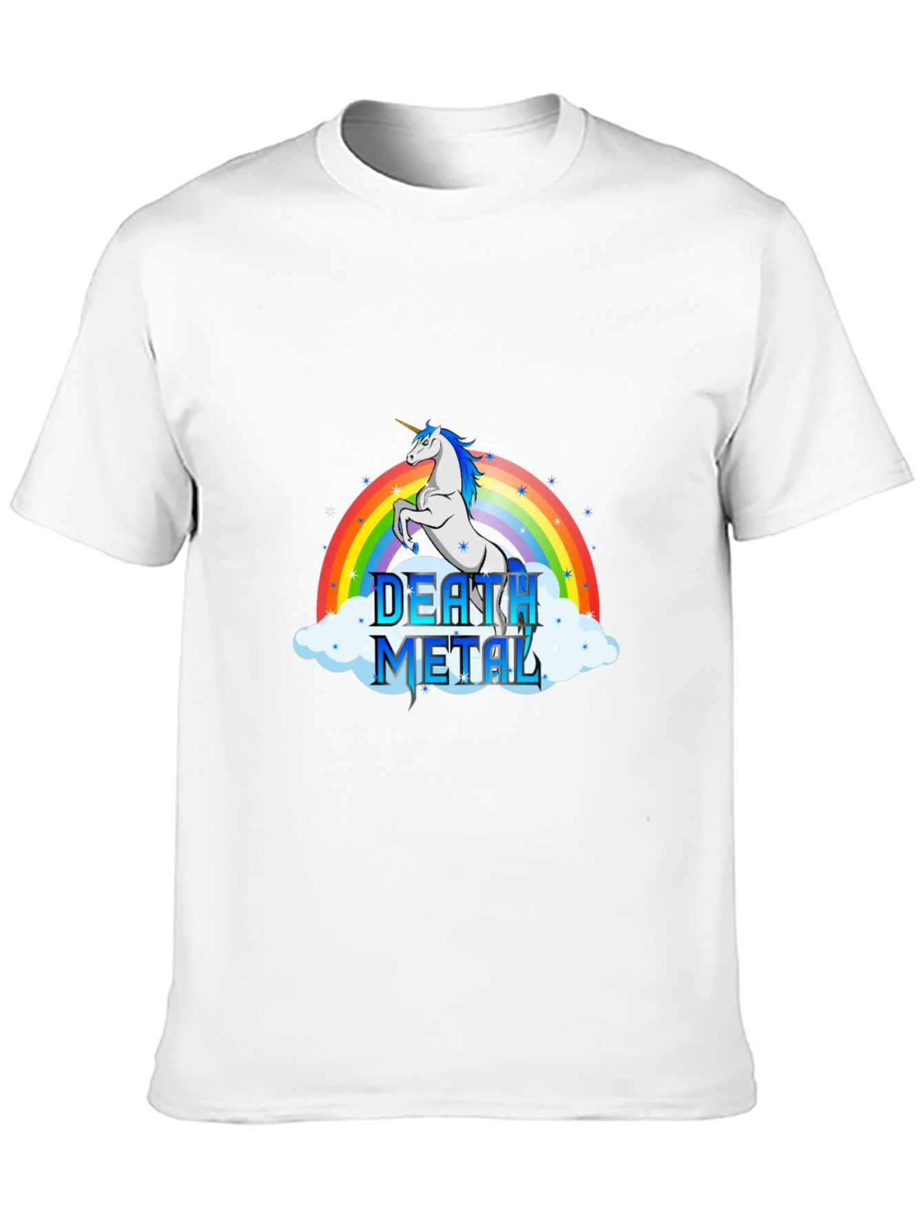 Black Death Metal Unicorn T-Shirt - Rainbow Design view 10