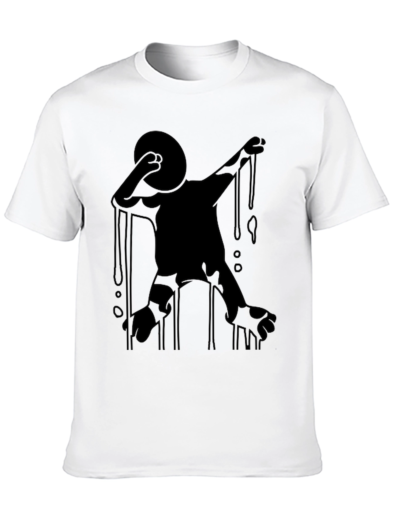 Black Abstract Dripping Figure Black Graphic Tee view 10