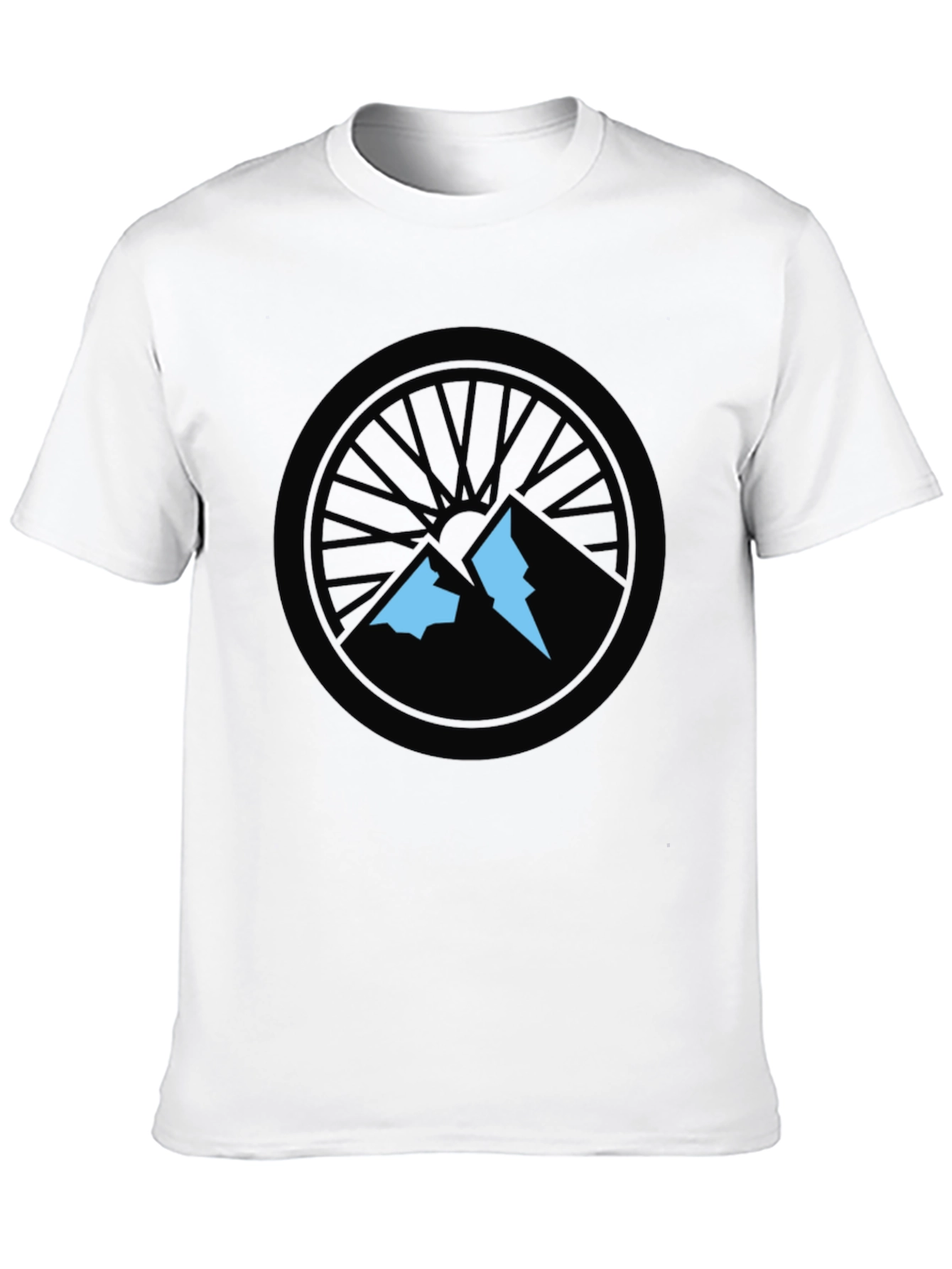 Black Mountain Biking T-Shirt - Wheel and Peaks Design view 10