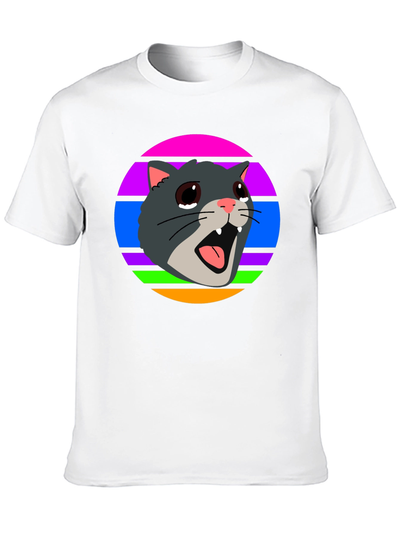 Black Crying Cat Retro T-Shirt, Funny Graphic Tee view 10