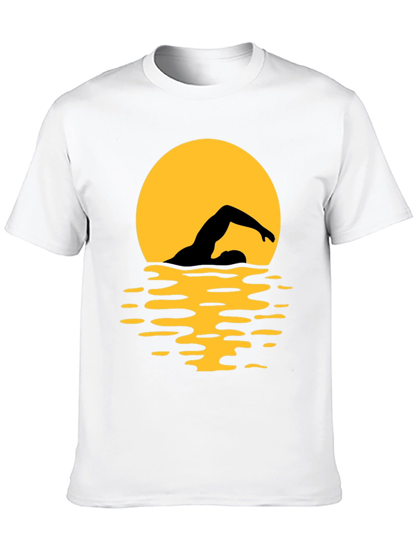 Black Swimmer Silhouette T-Shirt - Black Graphic Tee view 10