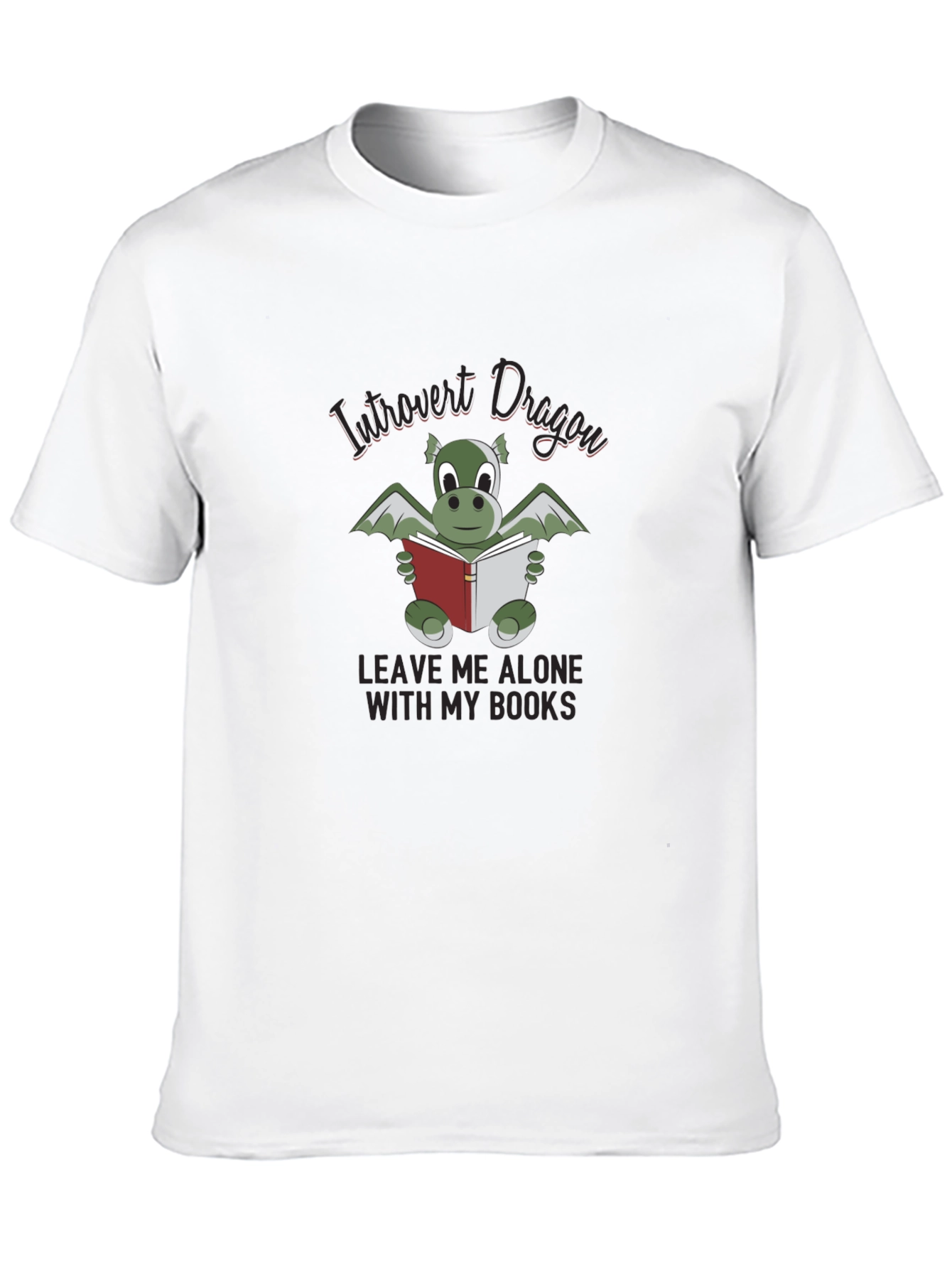 Black Introvert Dragon T-Shirt - Leave Me Alone With My Books view 10