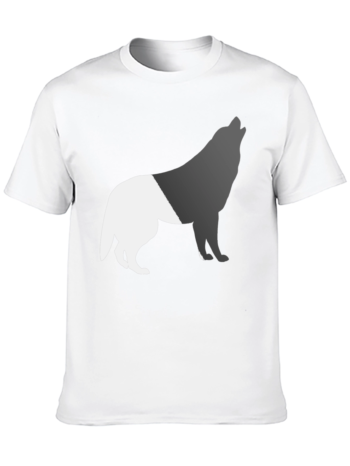 Black Two-Tone Wolf Graphic Tee - Black Cotton Blend view 10