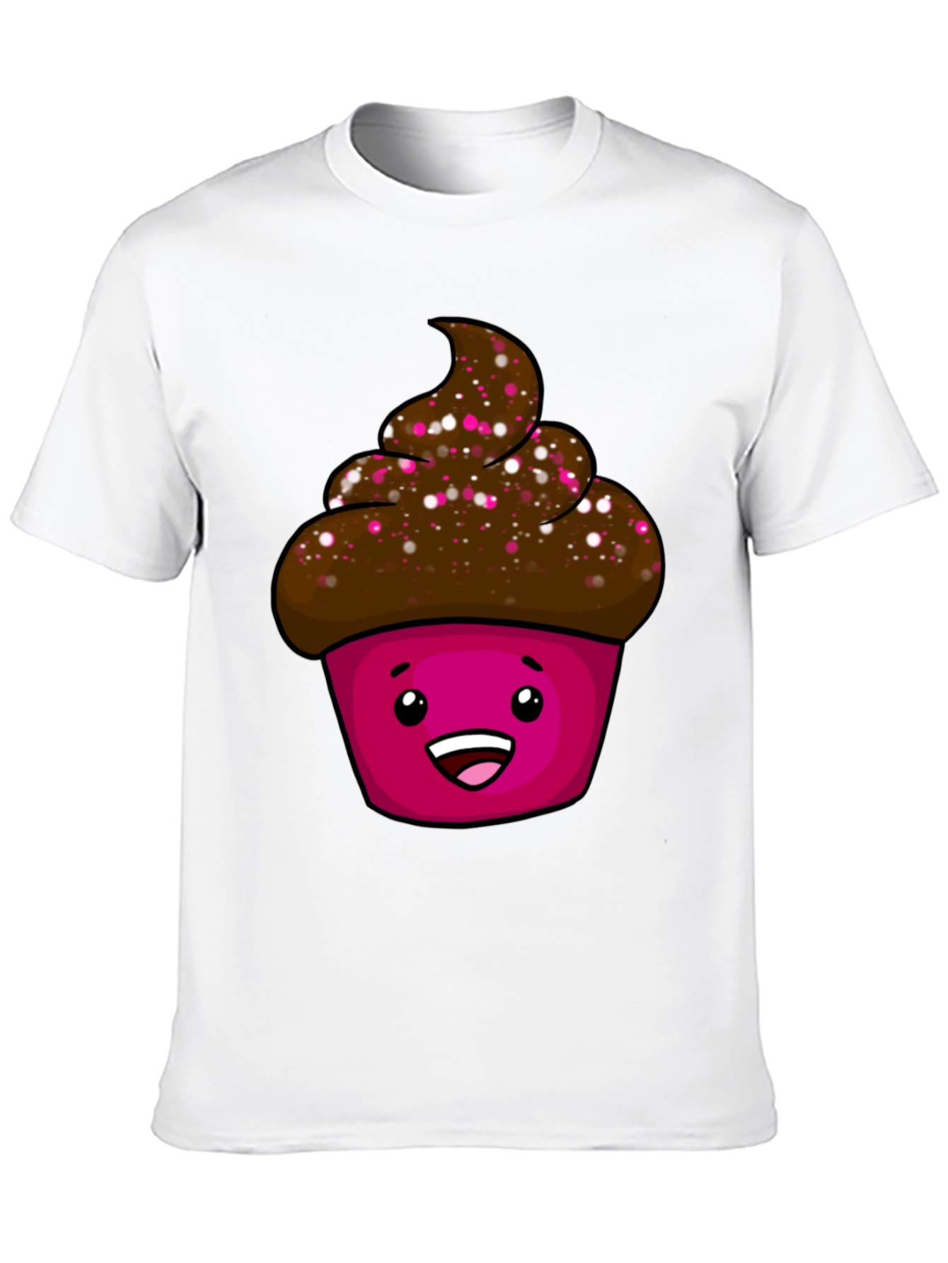 Black Cute Cupcake Graphic T-Shirt - Unisex Black Tee view 10