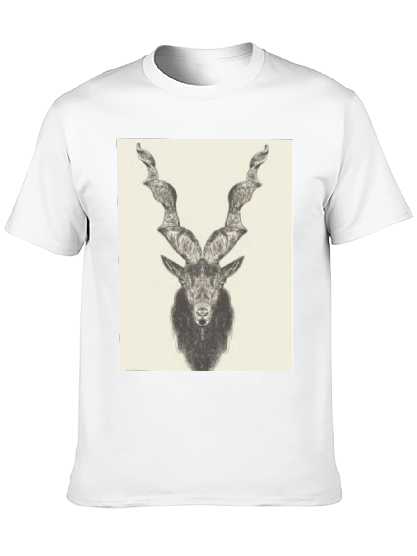 Black Black T-Shirt with Ibex Drawing view 10
