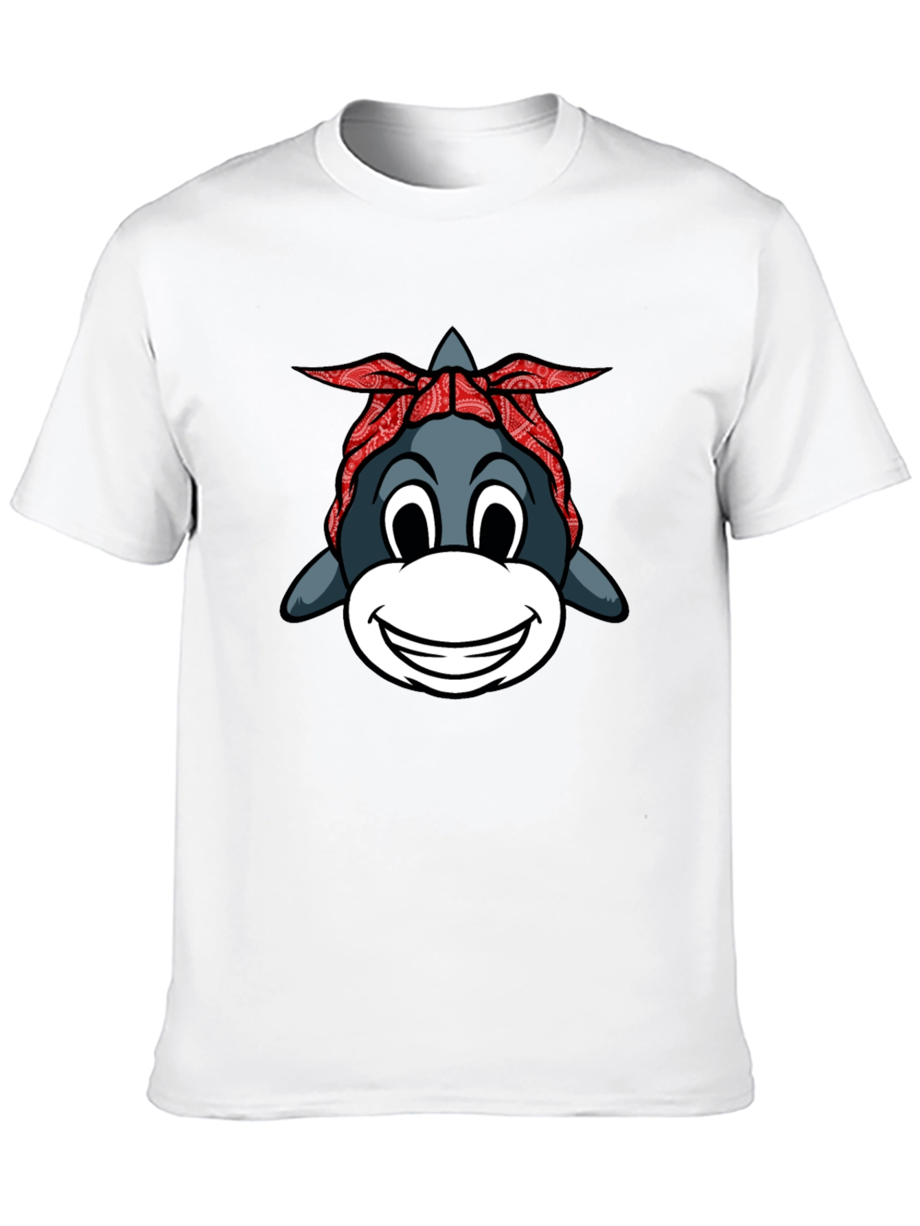 Black Funny Shark with Bandana Graphic T-Shirt view 10