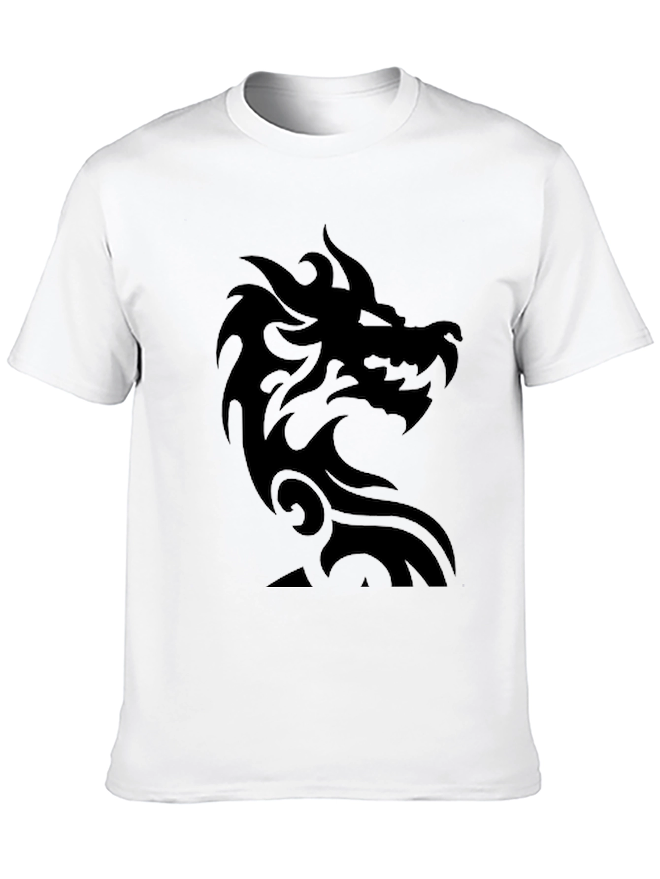 Black Men's Black T-Shirt with Dragon Graphic view 10