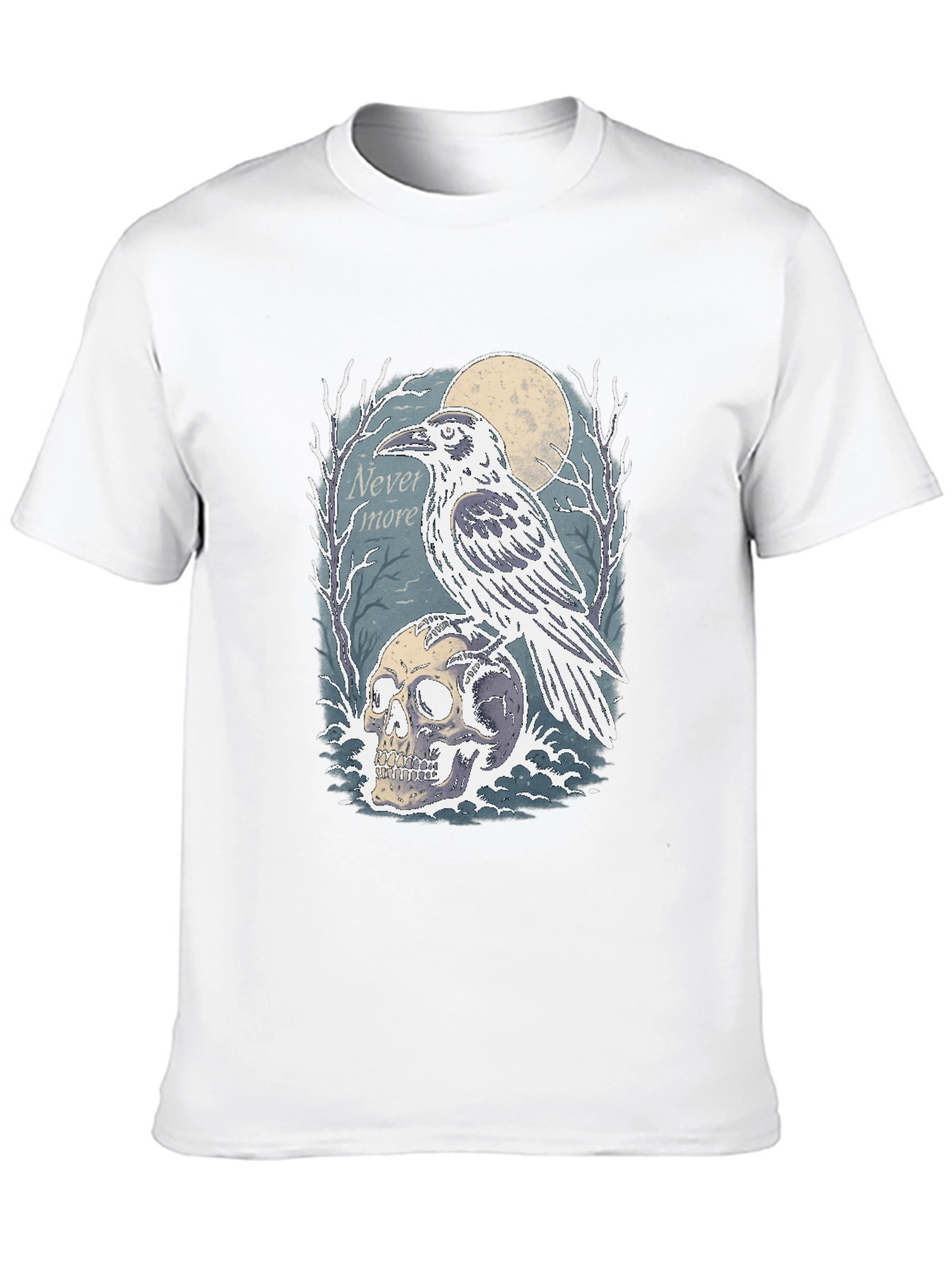 Black Raven Skull Graphic Tee - Nevermore Gothic Shirt view 10