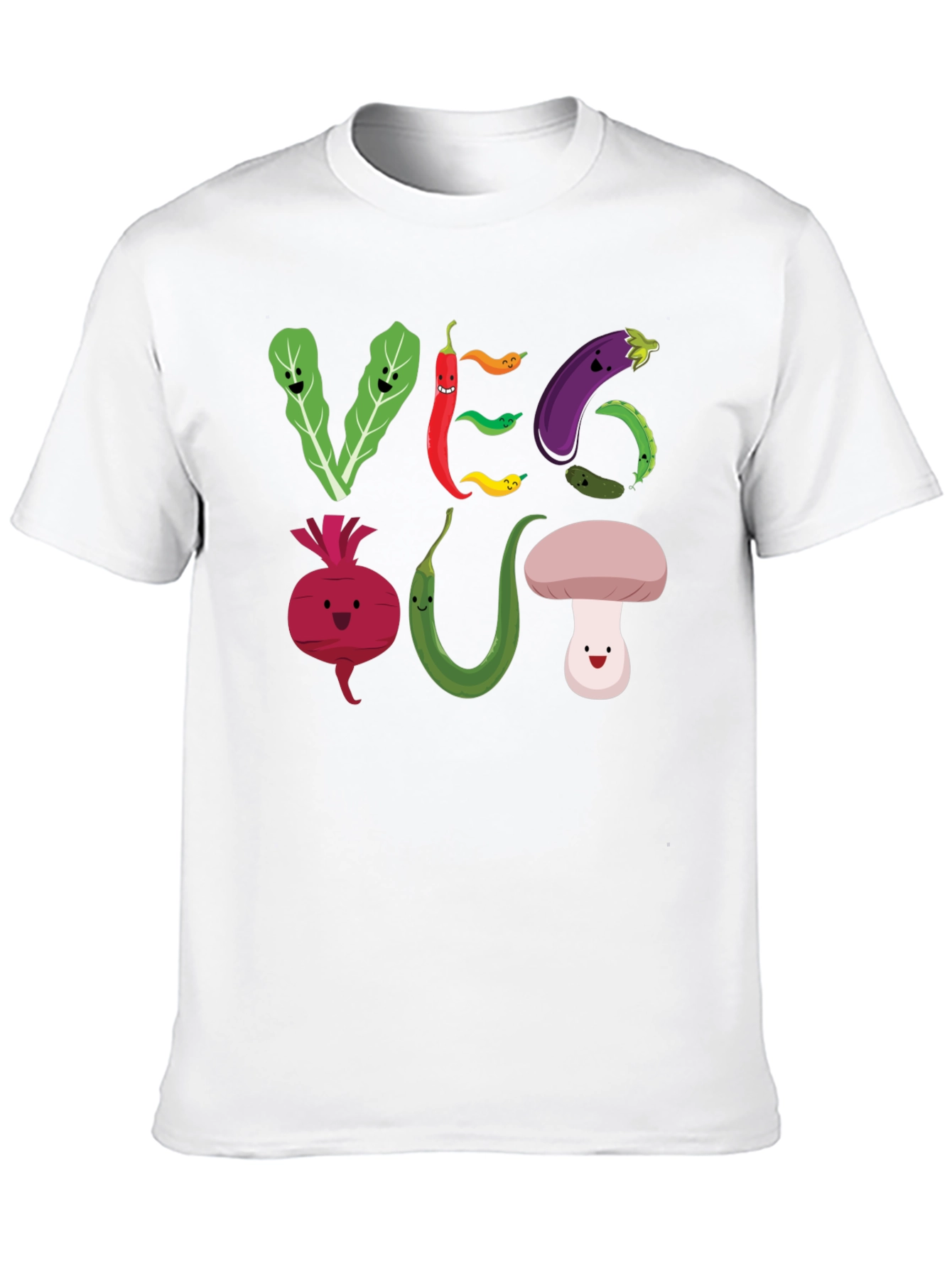 Black Veg Out T-Shirt - Cute Cartoon Vegetables view 10