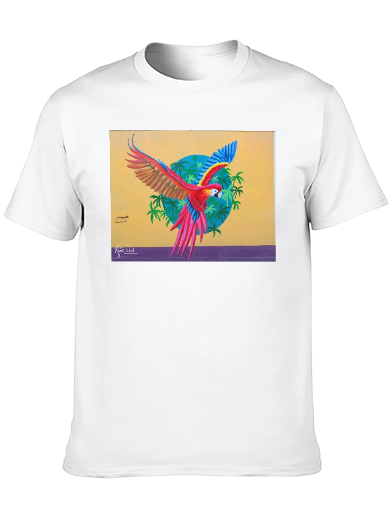 Black Tropical Parrot Graphic Tee - Vivid Art Print view 10