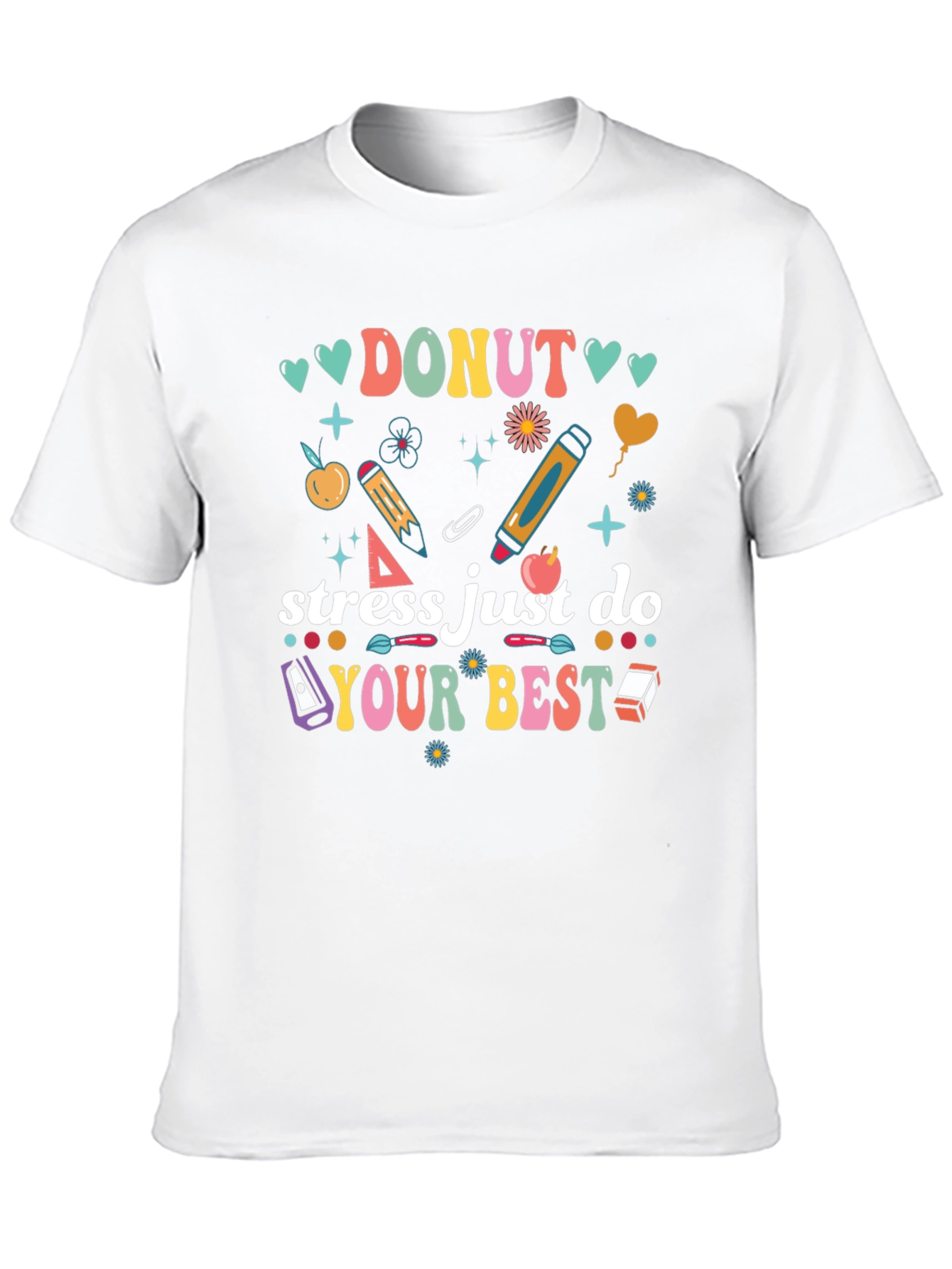Black Donut Stress Just Do Your Best Graphic Tee view 10