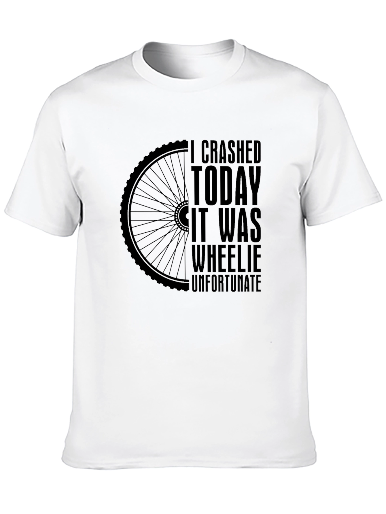 Black I Crashed Today Wheelie Unfortunate Black T-Shirt view 10