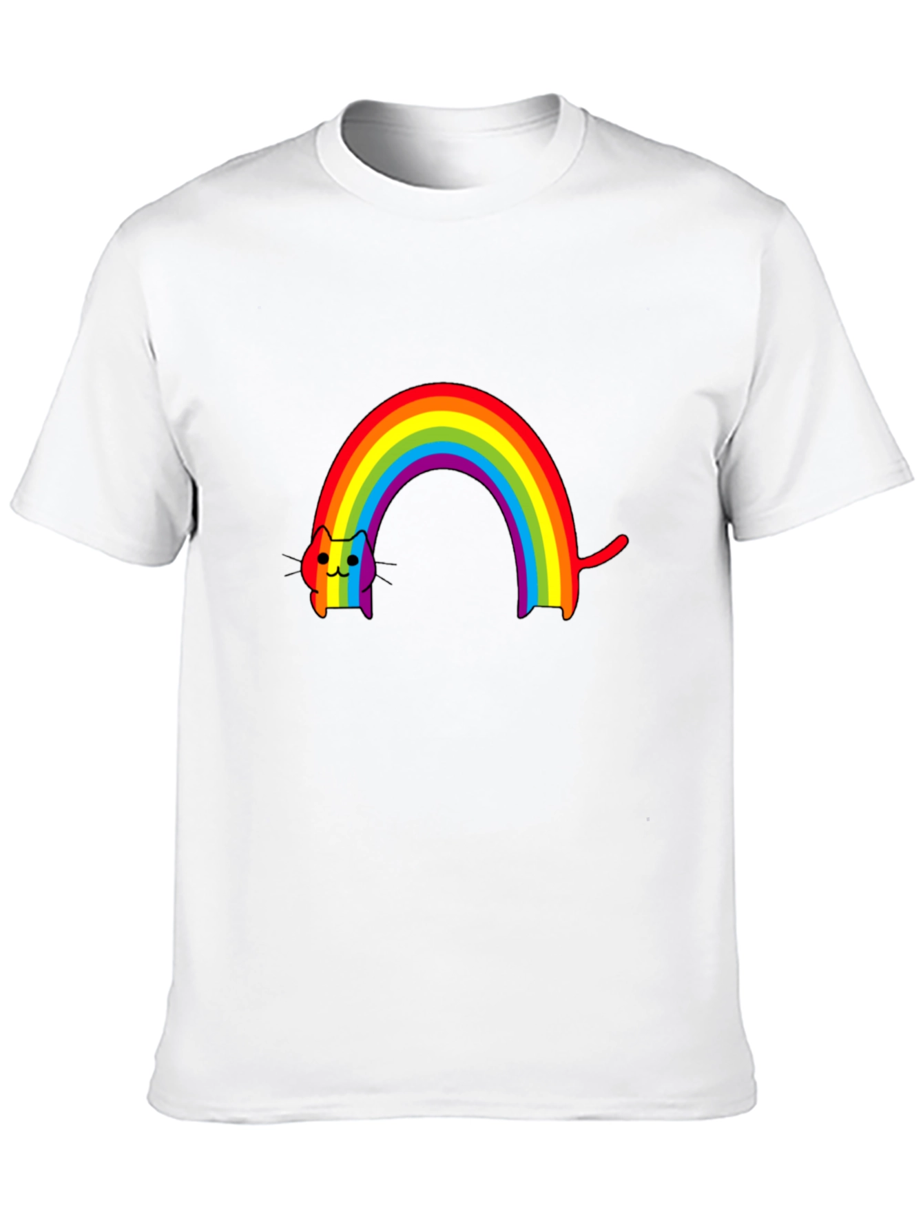 Black Rainbow Cat T-Shirt - Fun Graphic Tee view 10