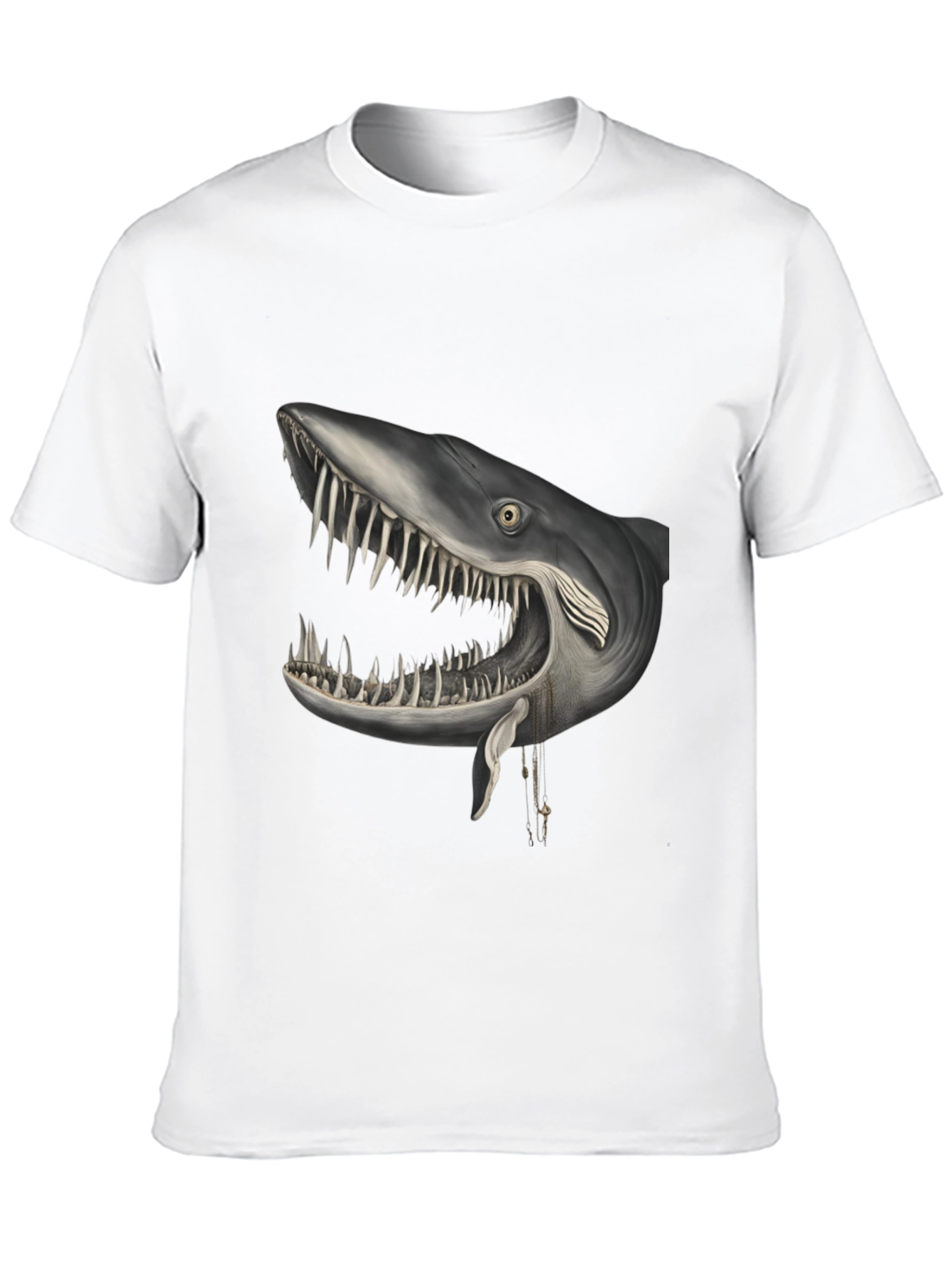 Black Shark Head Graphic Print Crew Neck T-Shirt view 10