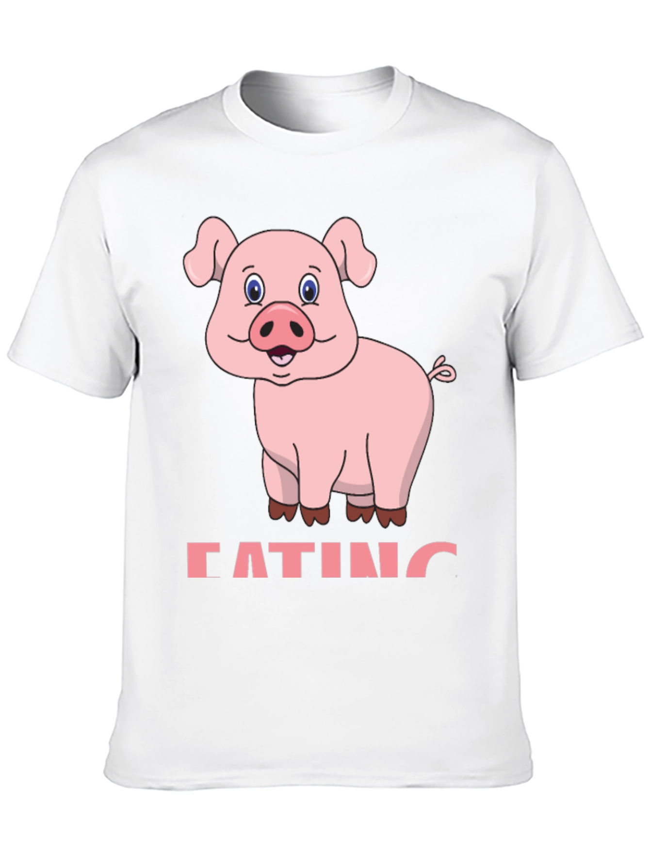 Black Funny Pig Eating Cartoon Graphic T-Shirt view 10