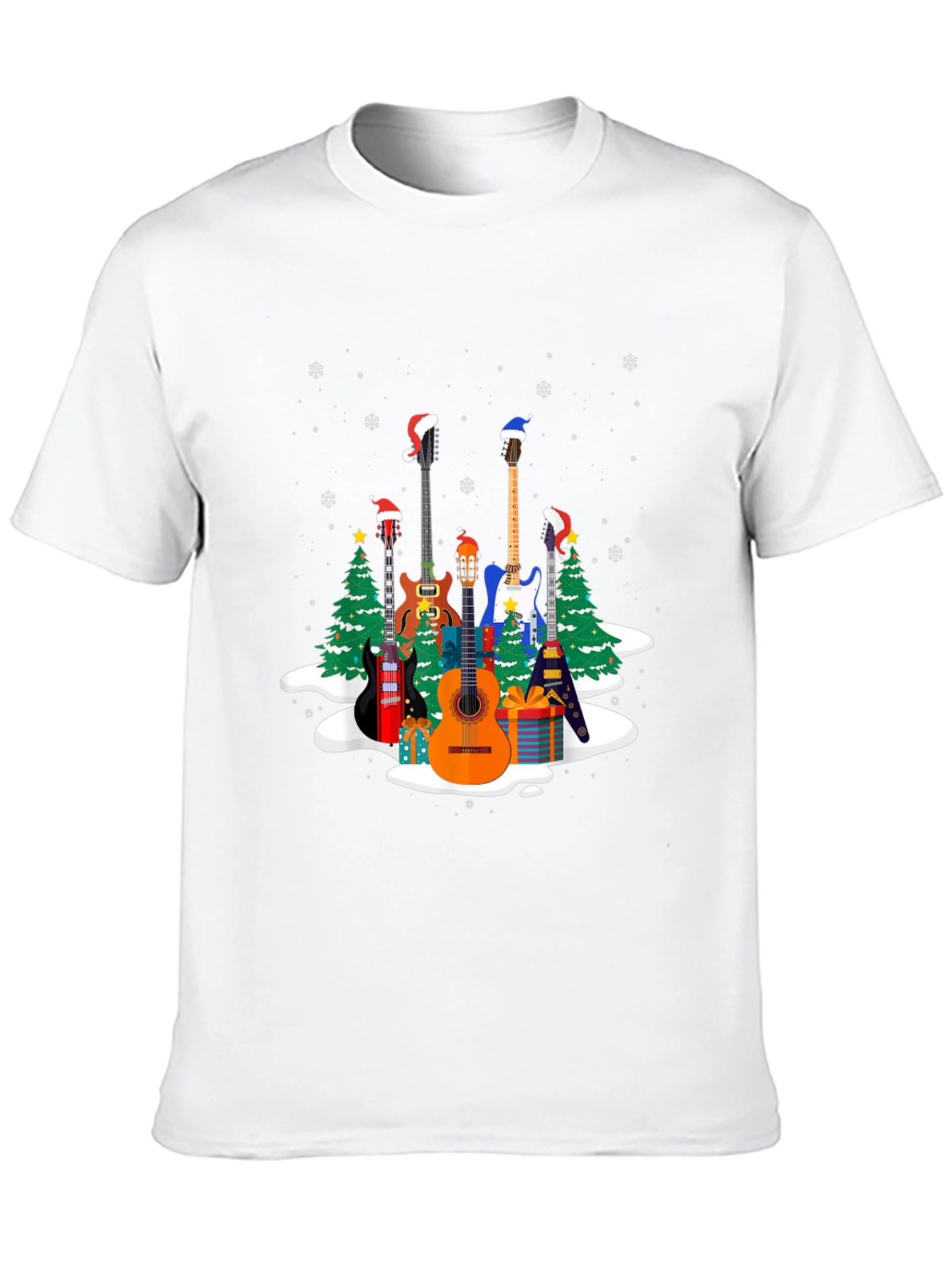 Black Festive Guitar Christmas T-Shirt view 10