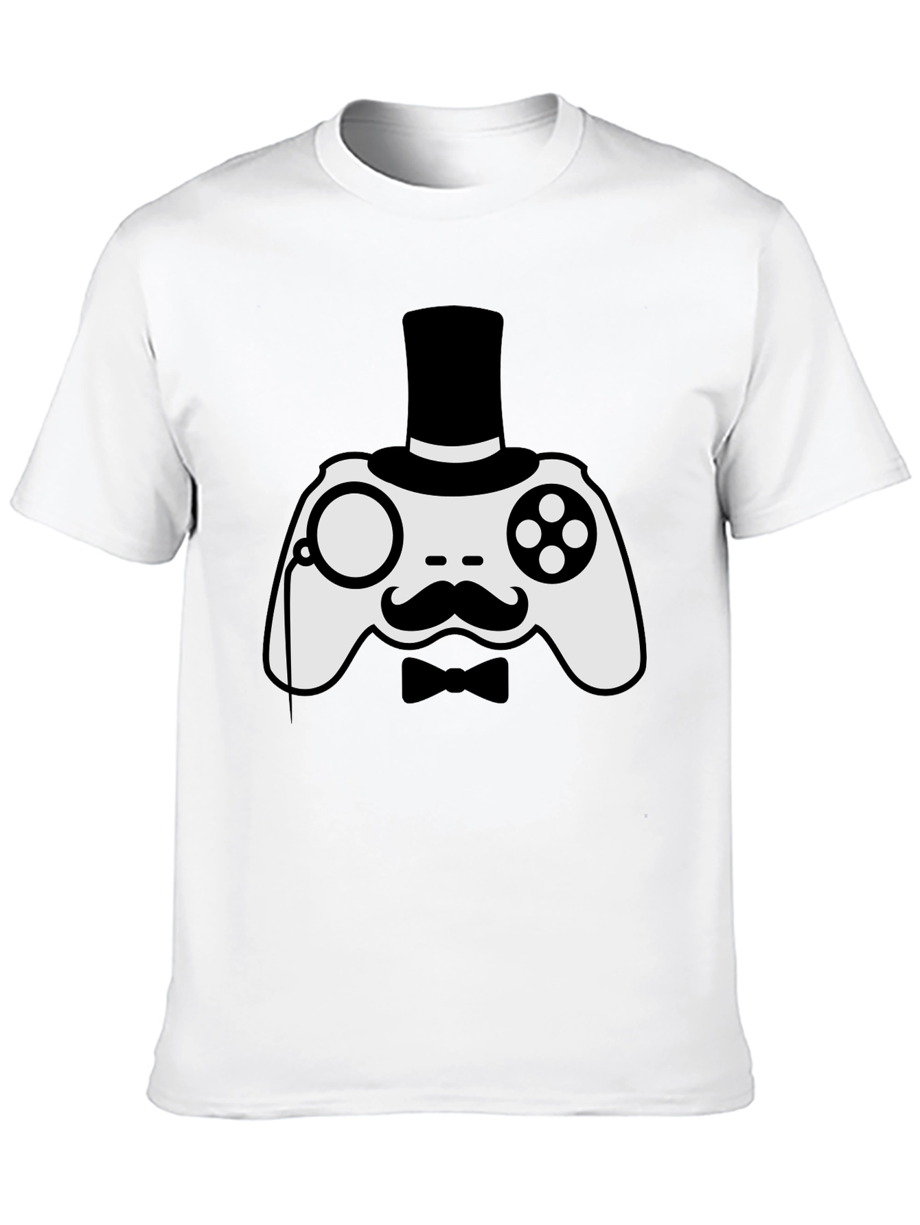 Black Gentleman Gamer T-Shirt - Controller with Monocle & Top Hat view 10