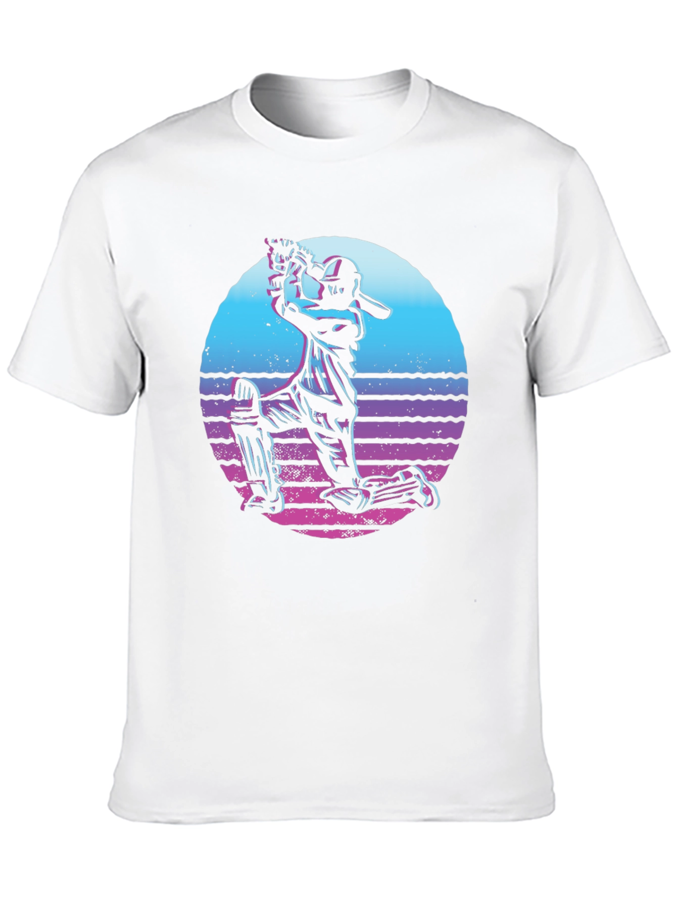 Black Retro Cricket Player T-Shirt - Black view 10