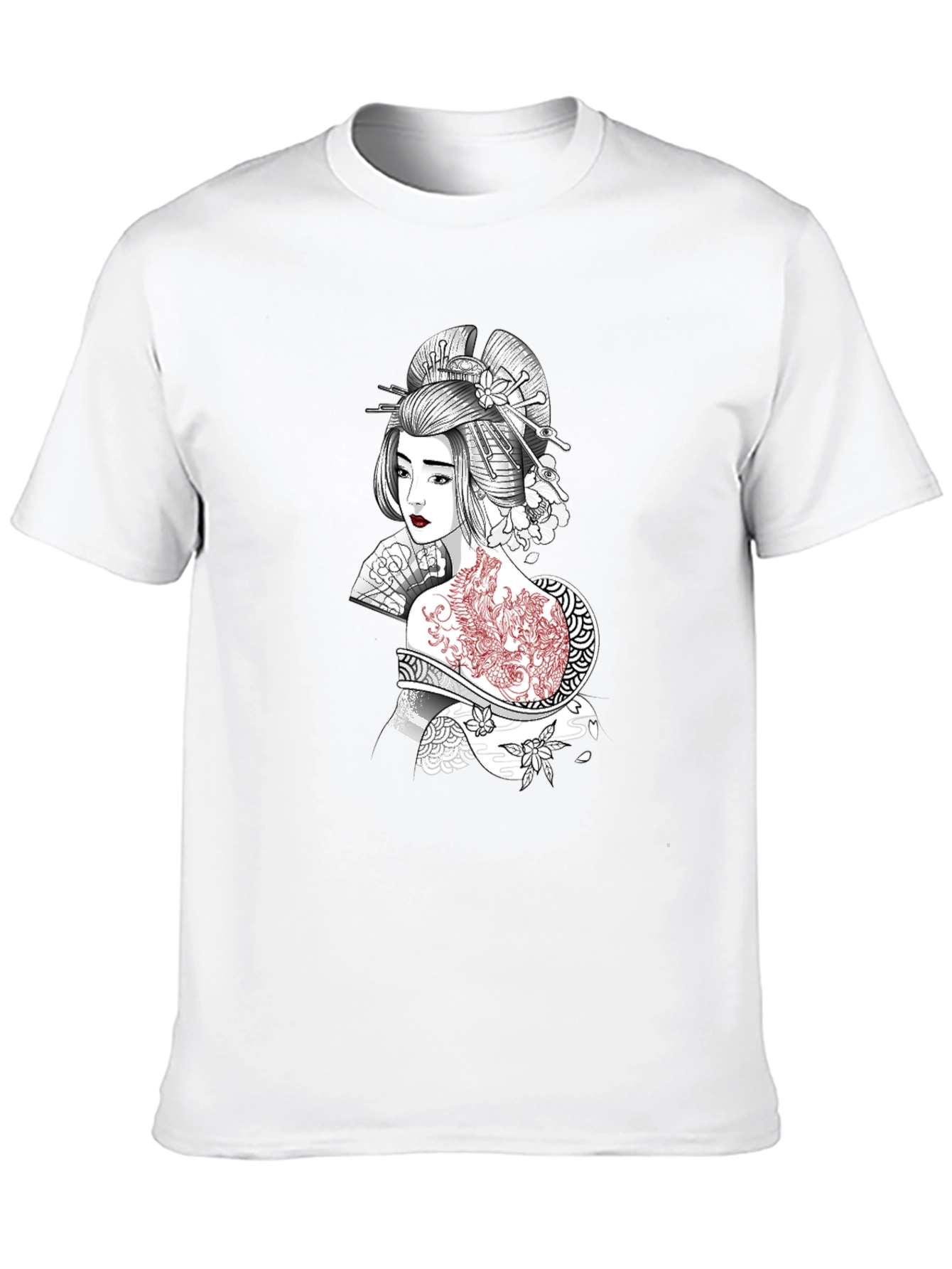 Black Geisha Graphic Print Black T-Shirt view 10