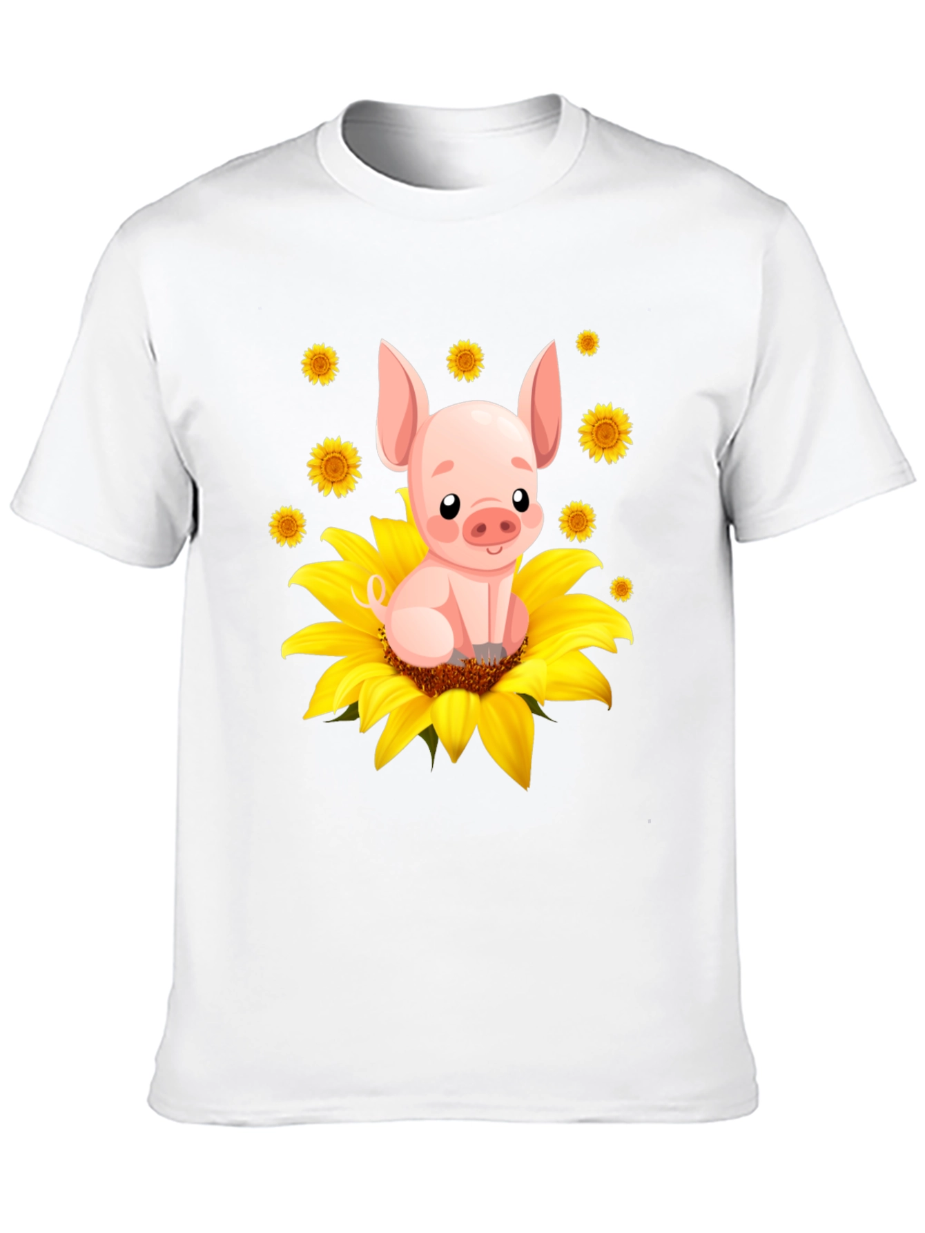 Black Pig Sunflower Graphic Tee - Cute Animal Lover Shirt view 10