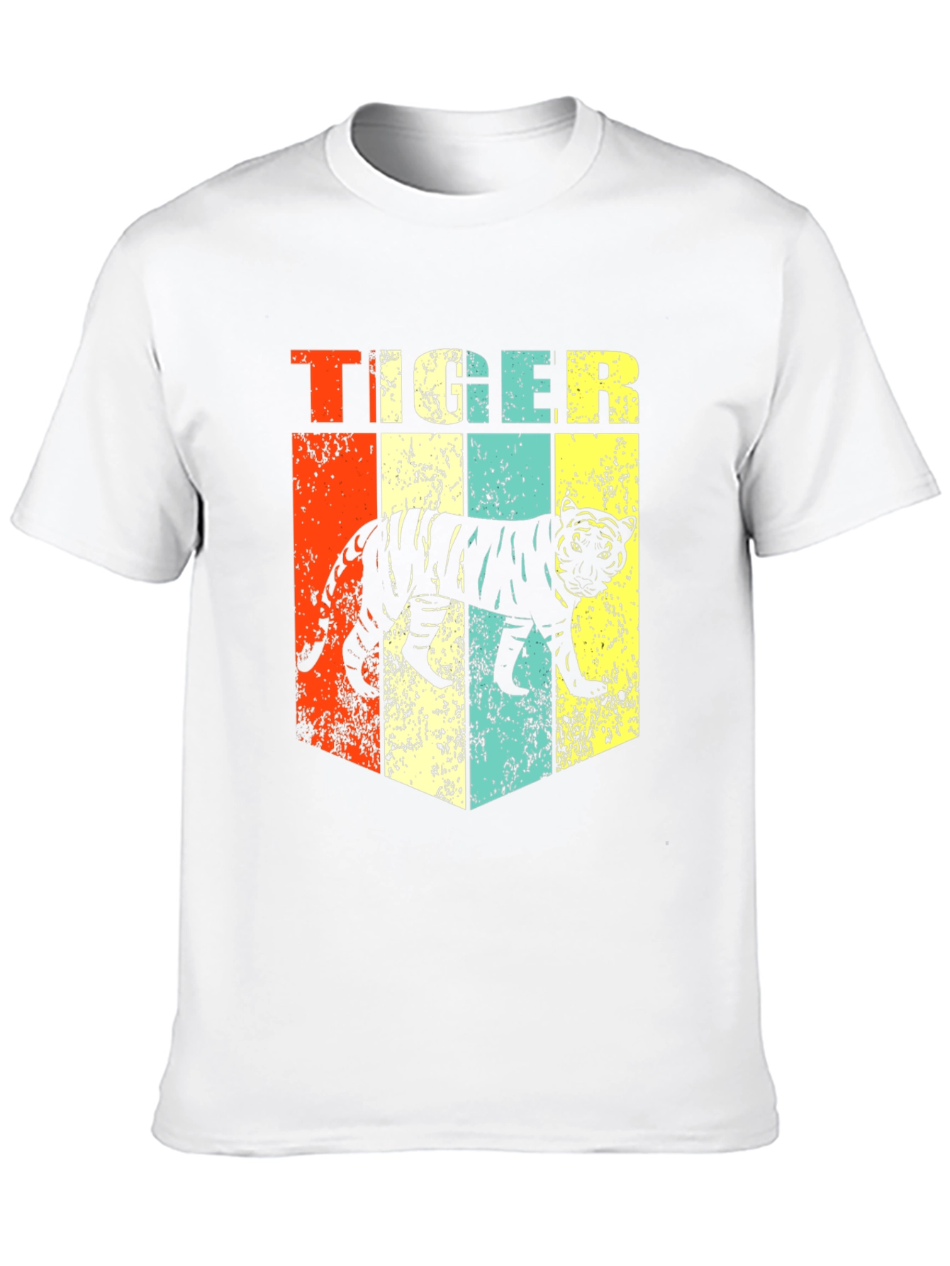 Black Retro Tiger Graphic Print Men's Black T-Shirt view 10