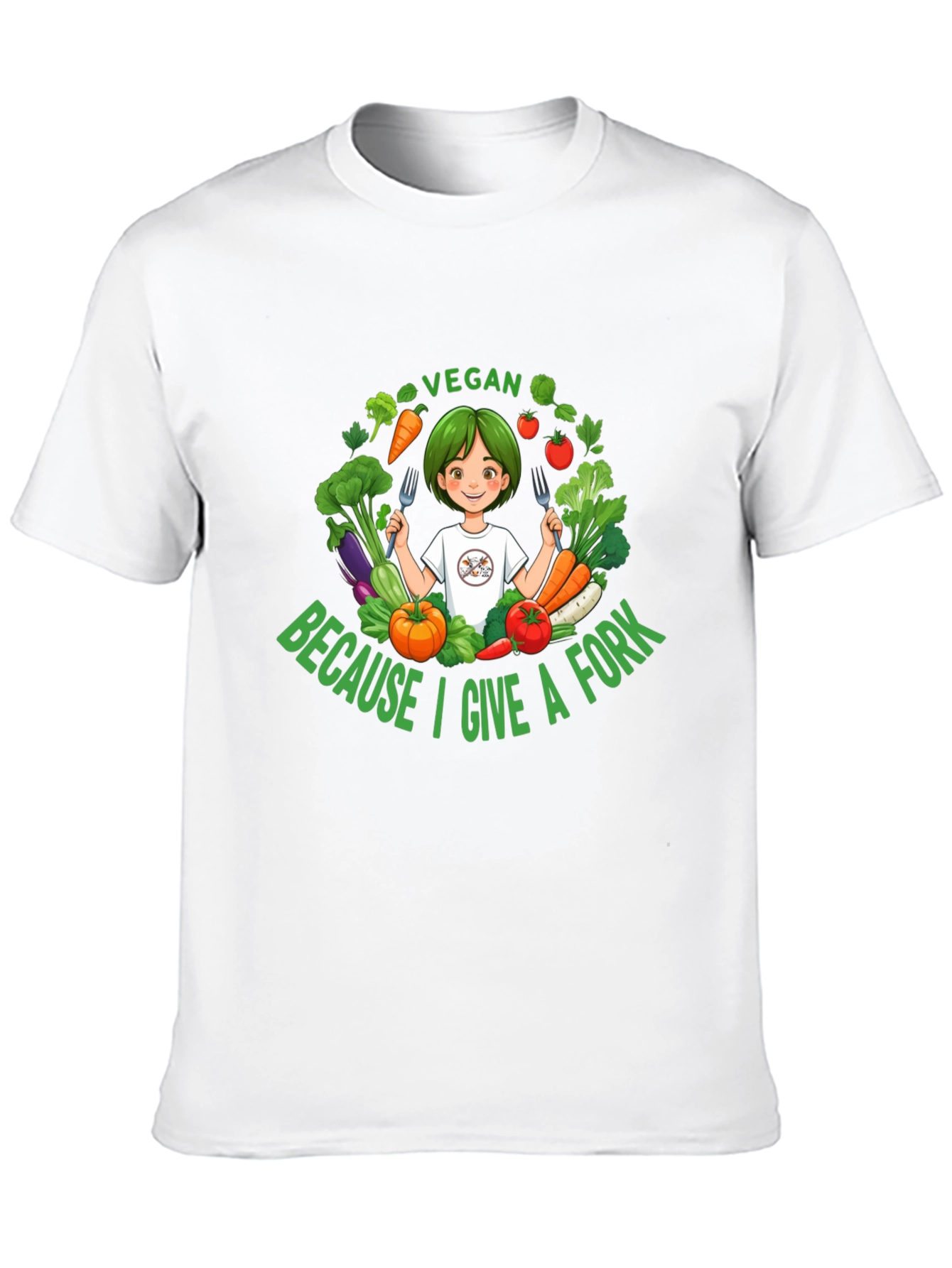 Black Vegan Give a Fork T-Shirt - Unisex Design view 10