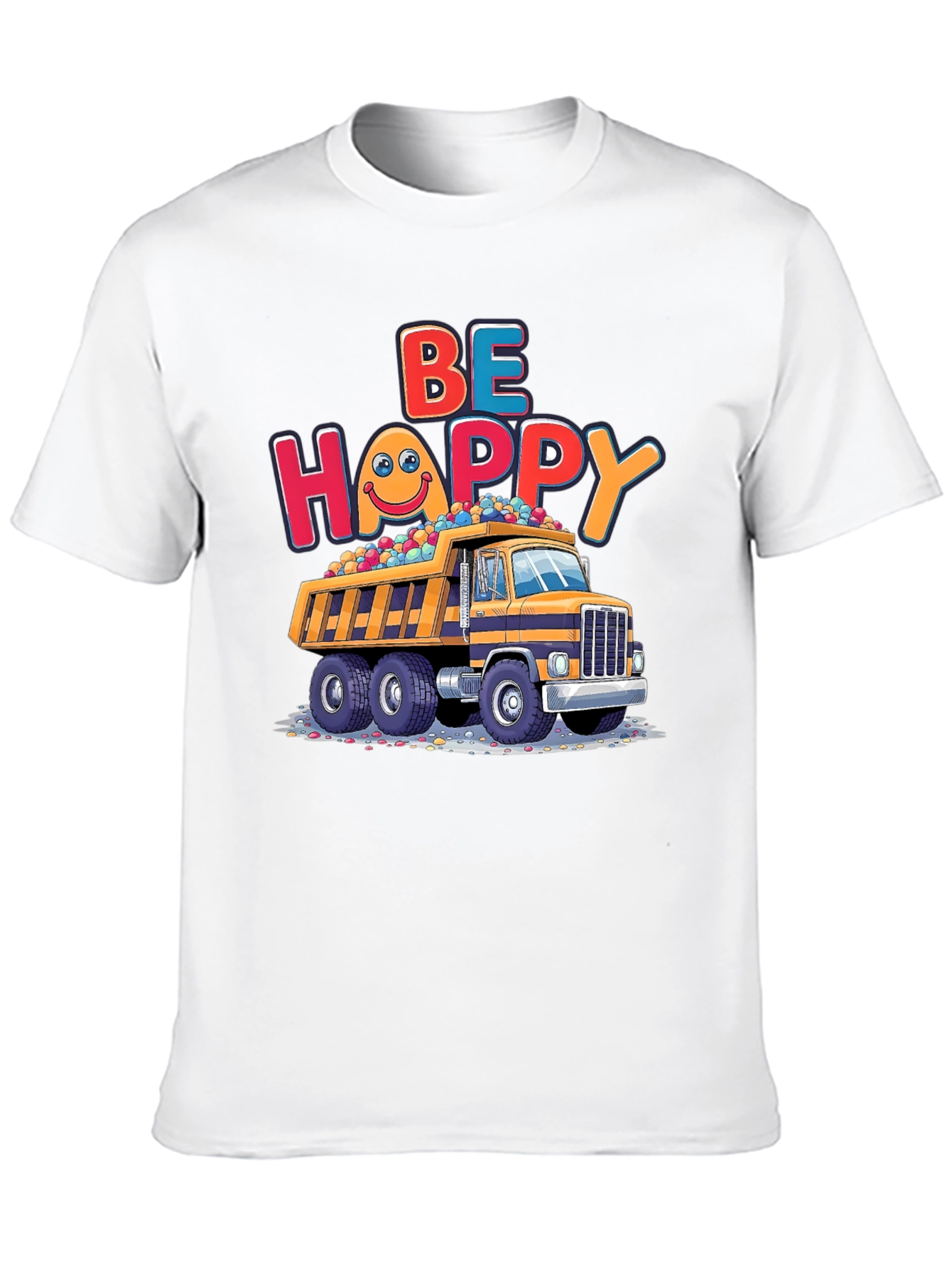 Black Be Happy Dump Truck T-Shirt view 10
