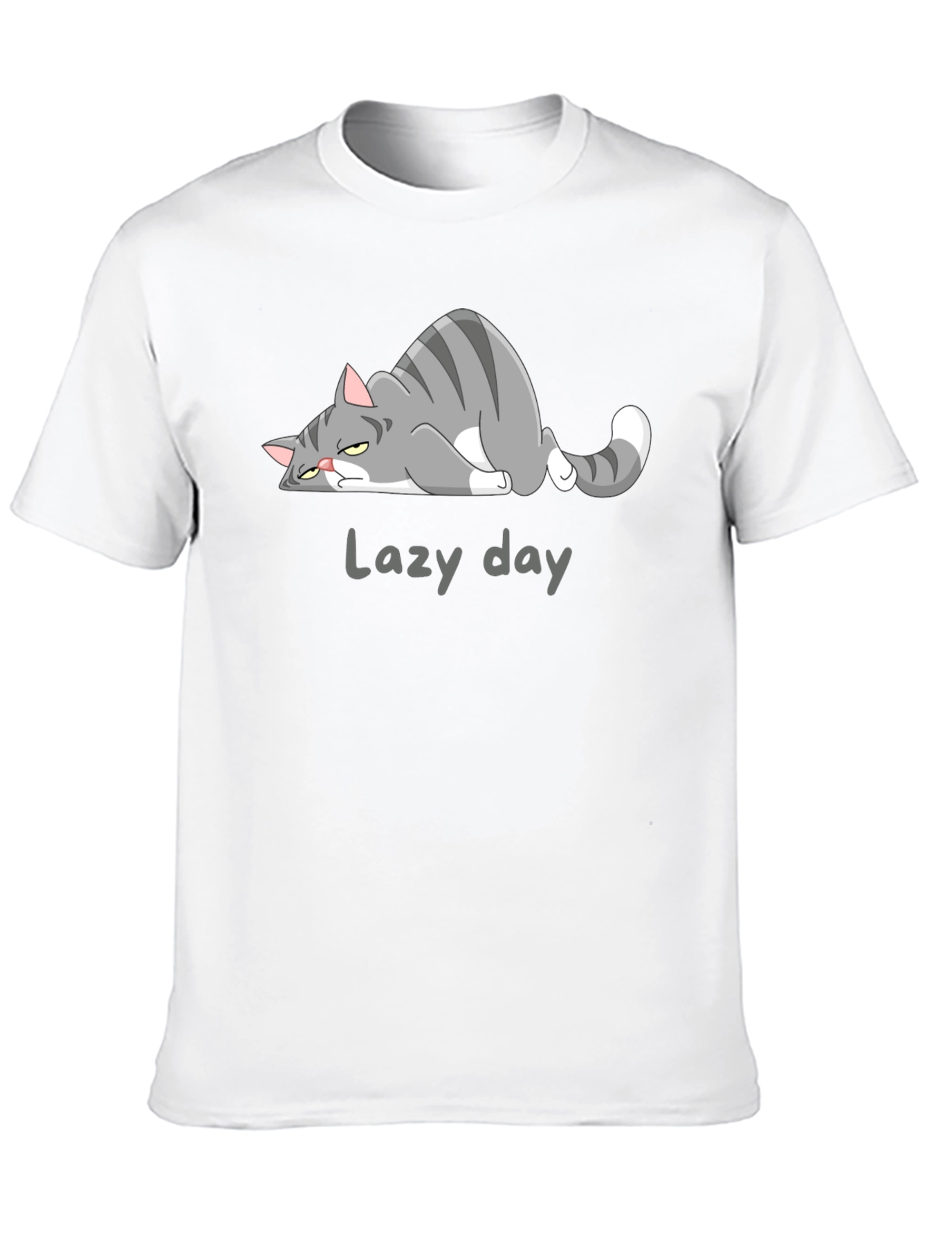 Black Lazy Day Cat Graphic Tee - Black Casual T-Shirt view 10