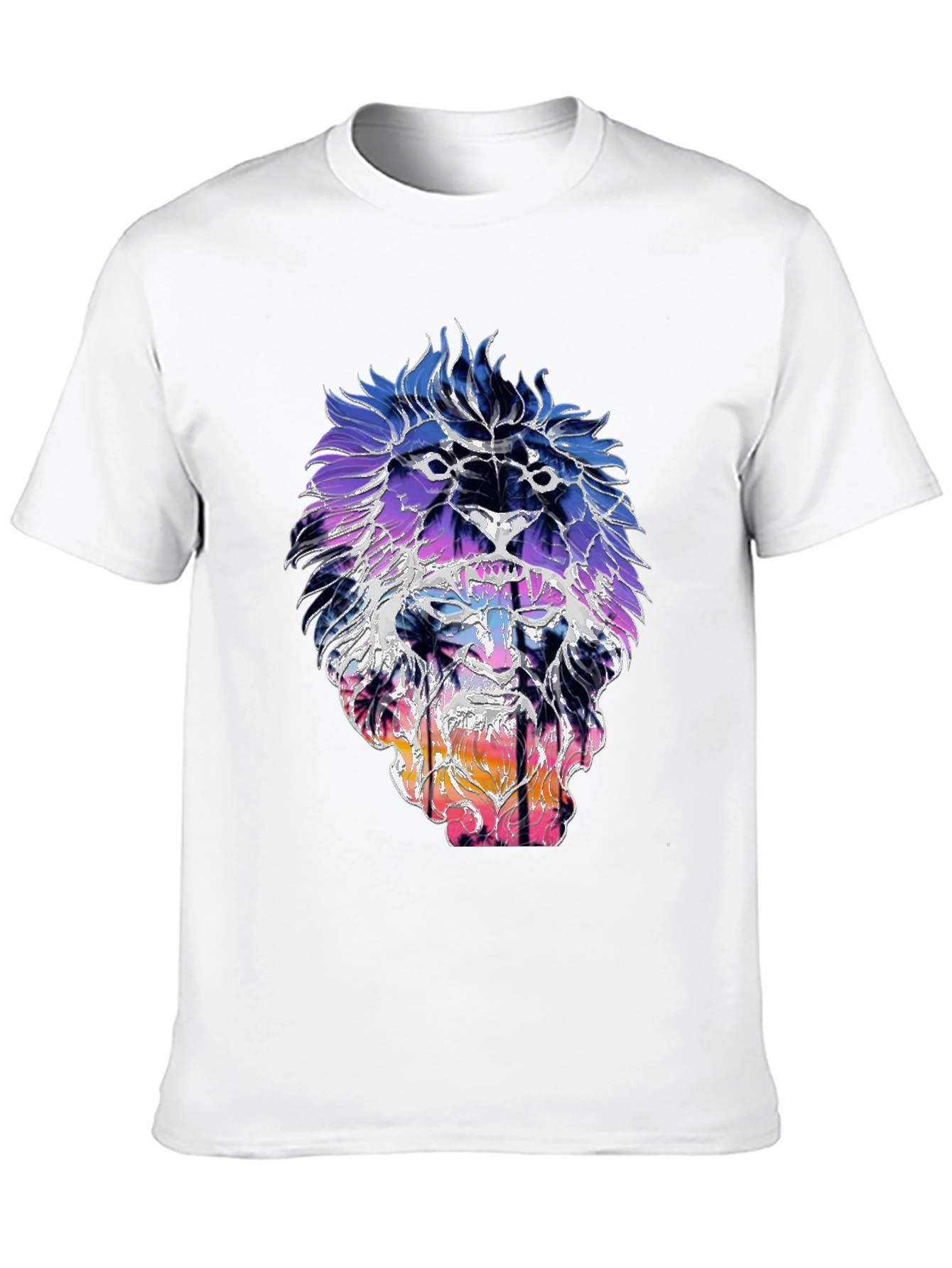 Black Lion Sunset Graphic Tee - Trendy Men's Black T-Shirt view 10