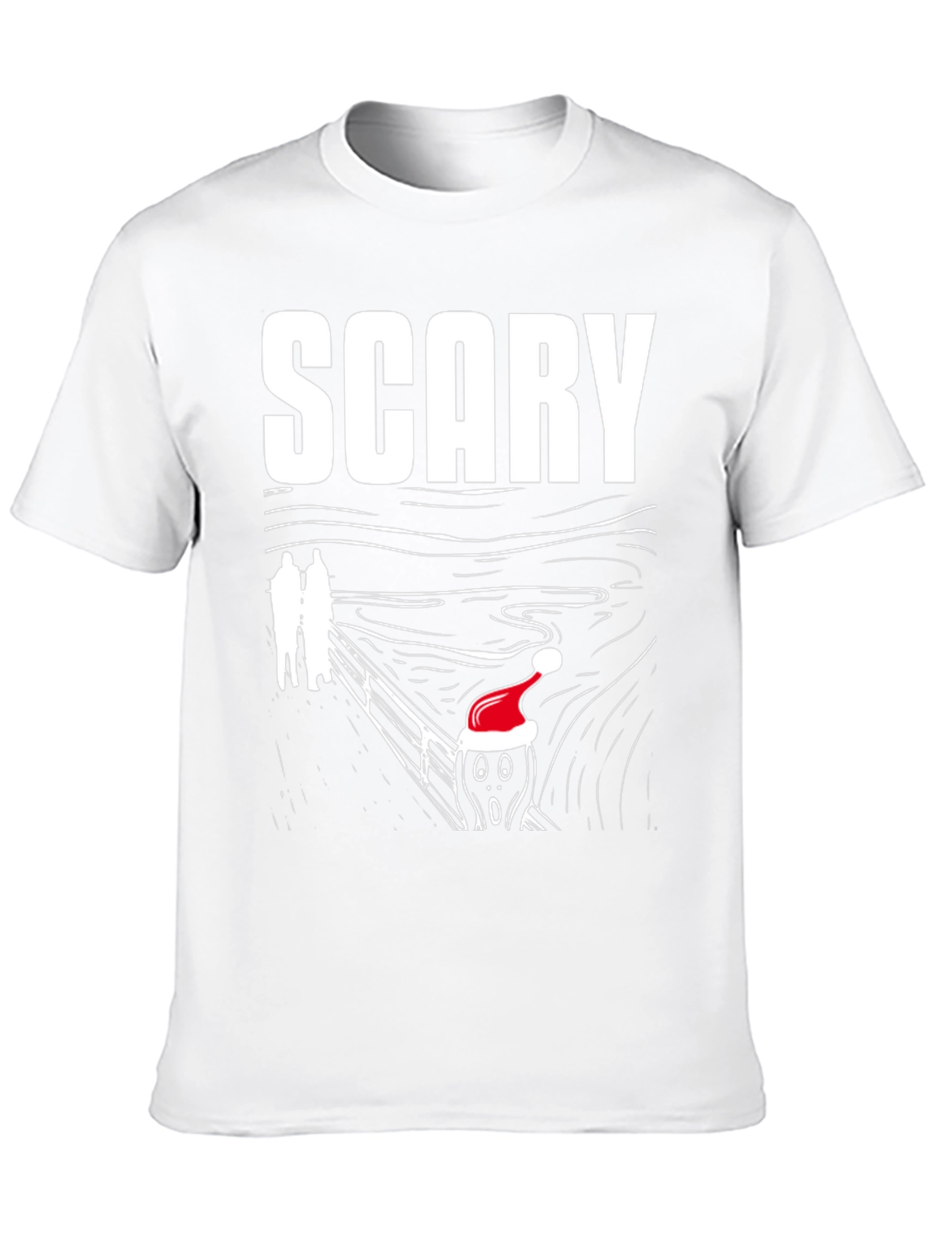 Black Scary Scream Santa T-Shirt - Holiday Horror Tee view 10