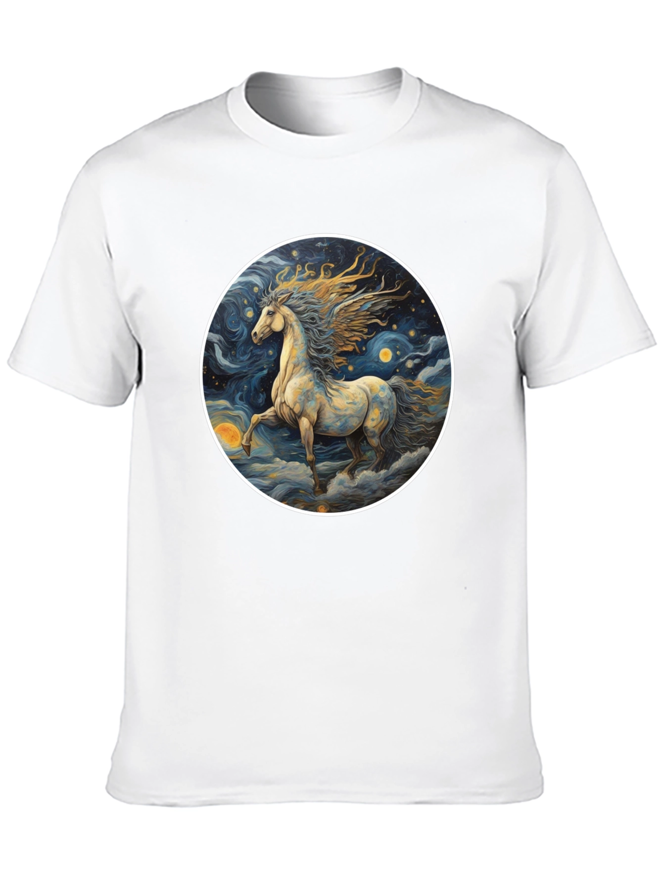 Black Celestial Horse Graphic Tee - Starry Night Design view 10
