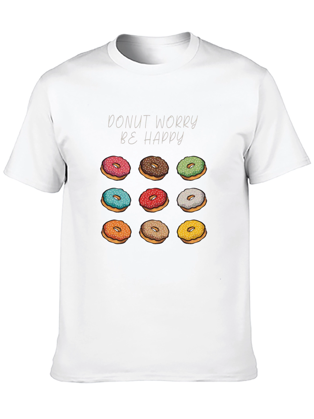 Black Donut Worry Be Happy Black Graphic Tee view 10