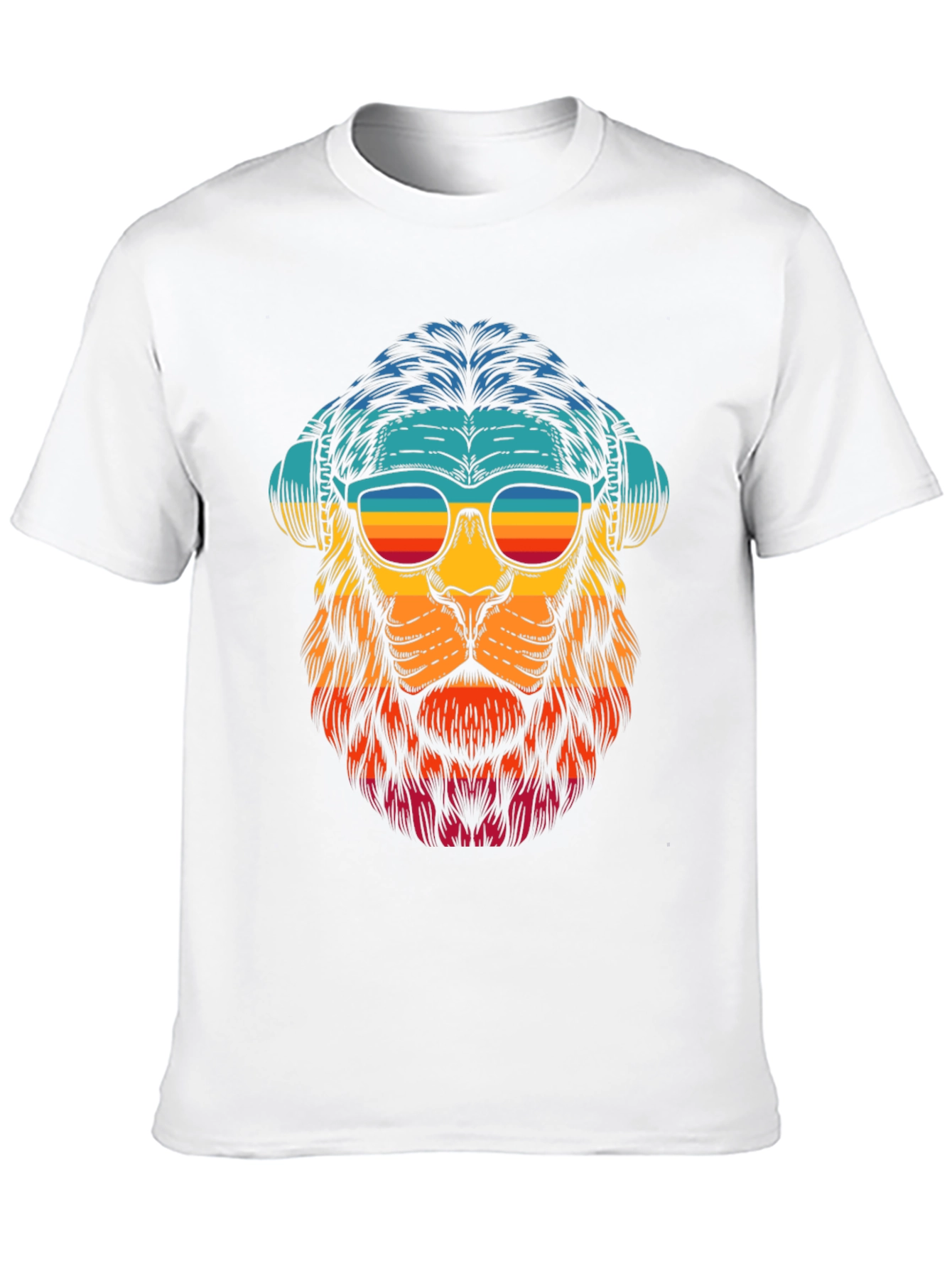 Black Retro Lion Graphic Tee - Black Cotton Blend view 10