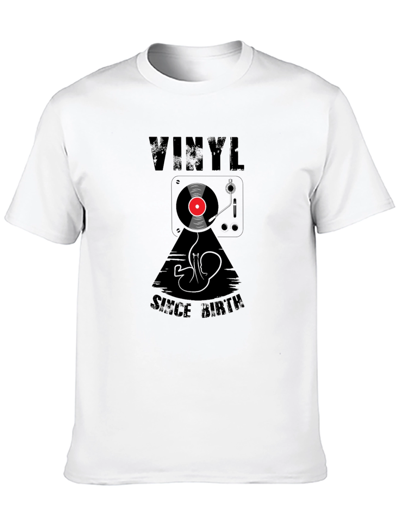 Black Vinyl Since Birth Black Graphic Tee - Music Lover Shirt view 10