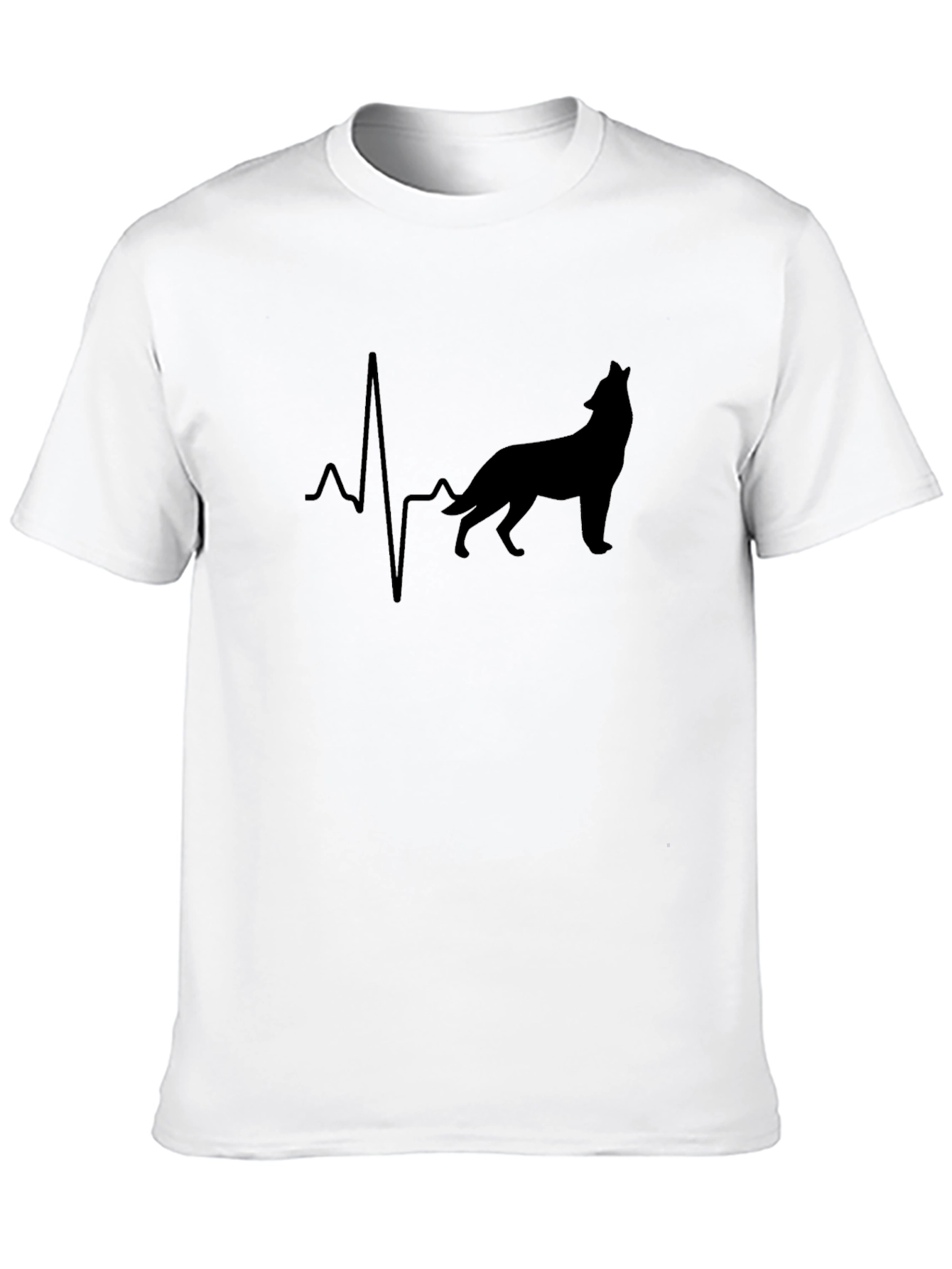 Black Wolf Heartbeat Graphic Tee - Men's Black T-Shirt view 10