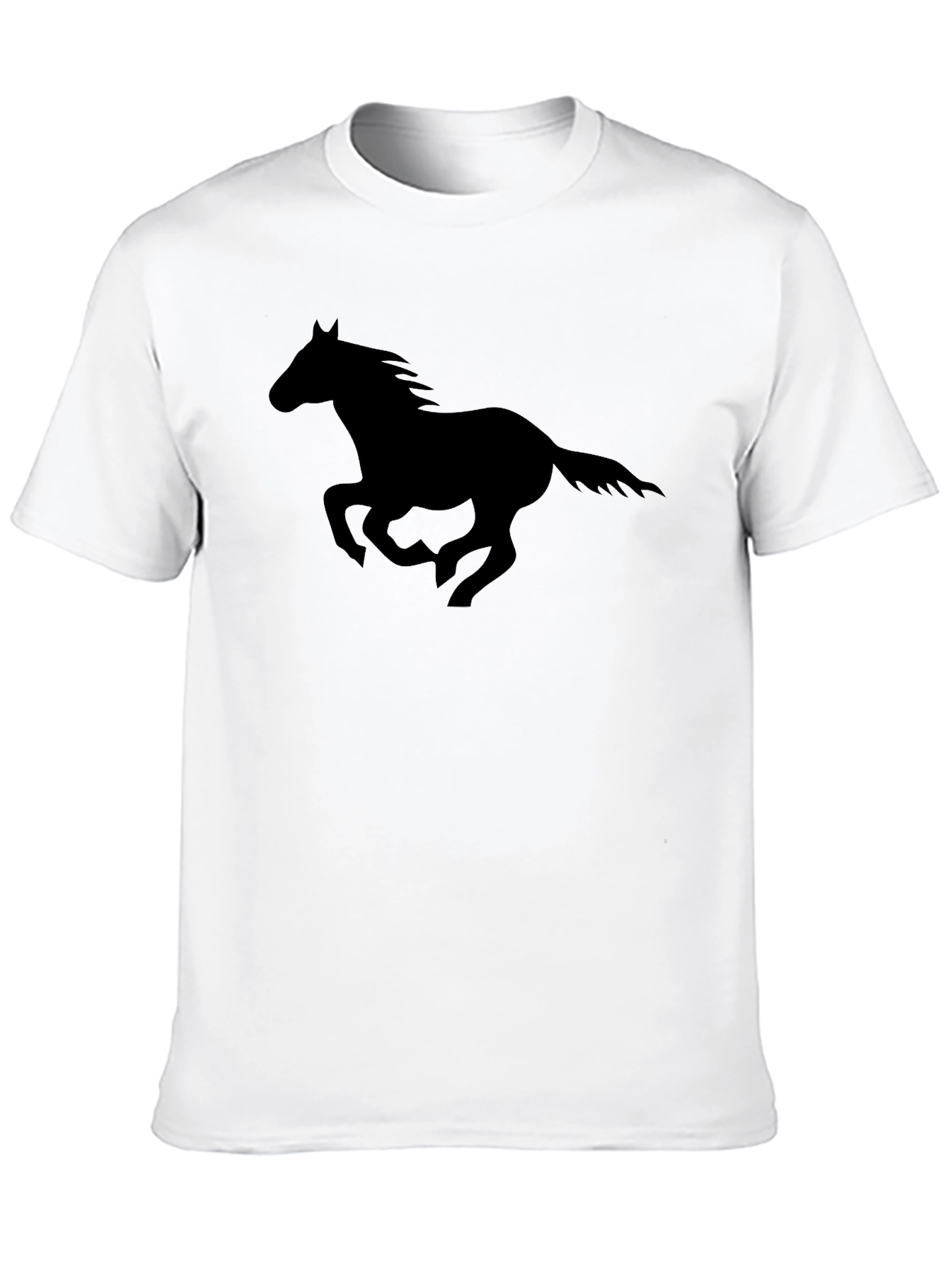 Black Horse Silhouette Graphic Tee - Black Cotton T-Shirt view 10