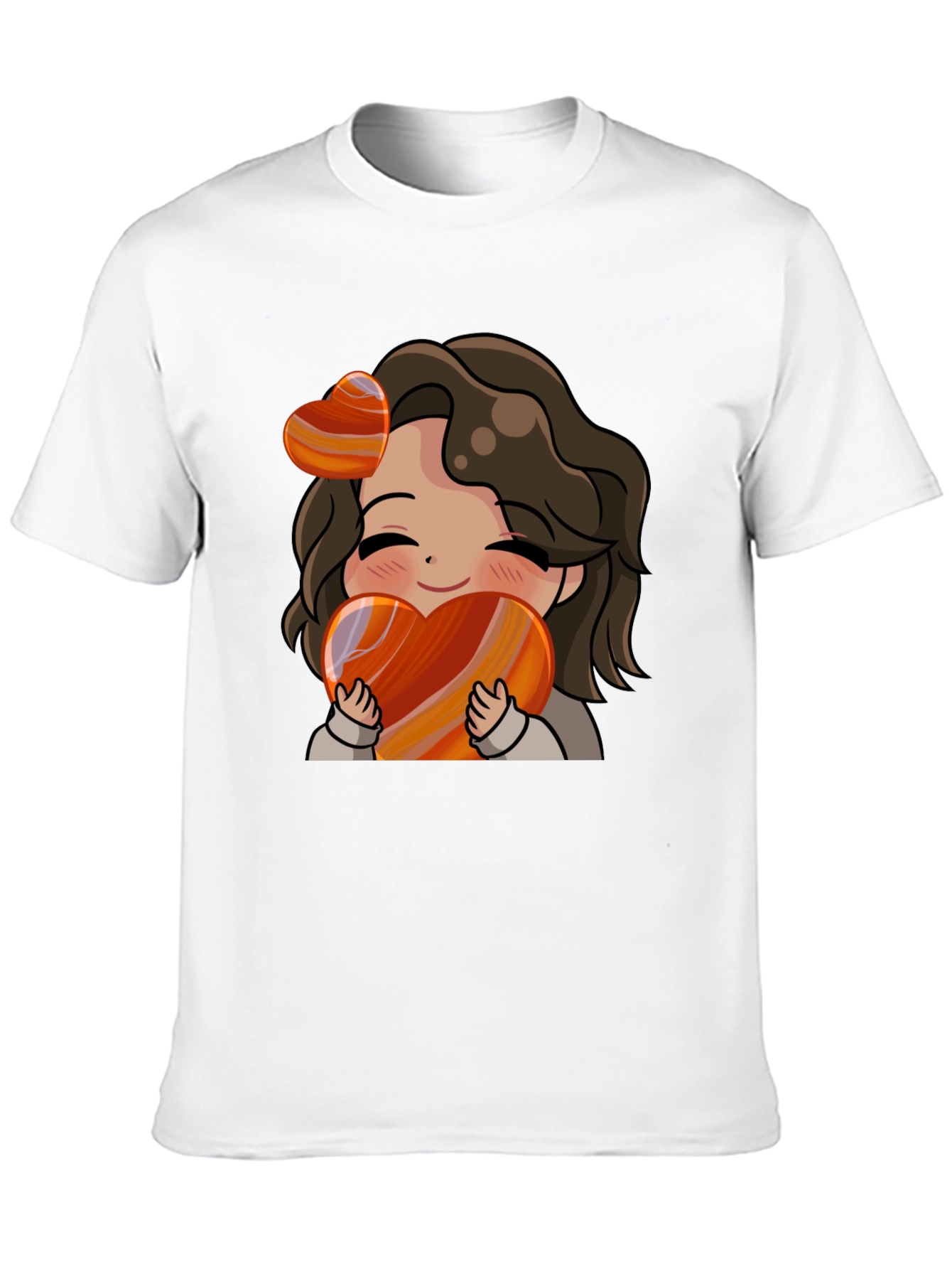 Black Cute Cartoon Girl Heart T-Shirt view 10