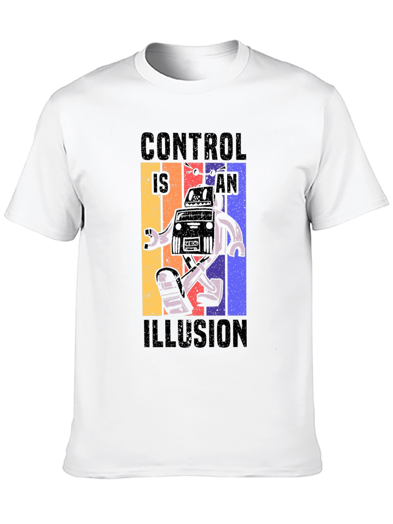 Black Control is an Illusion Robot Graphic Tee view 10