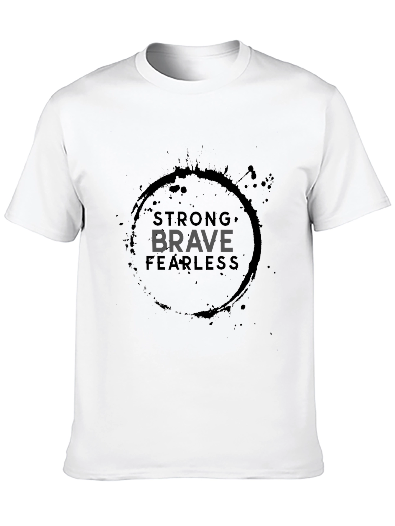 Black Strong Brave Fearless Graphic Tee - Black Cotton T-Shirt view 10