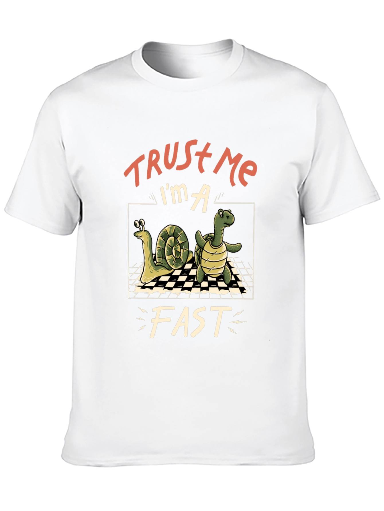 Black Funny Snail and Turtle Trust Me I'm A Fast T-Shirt view 10