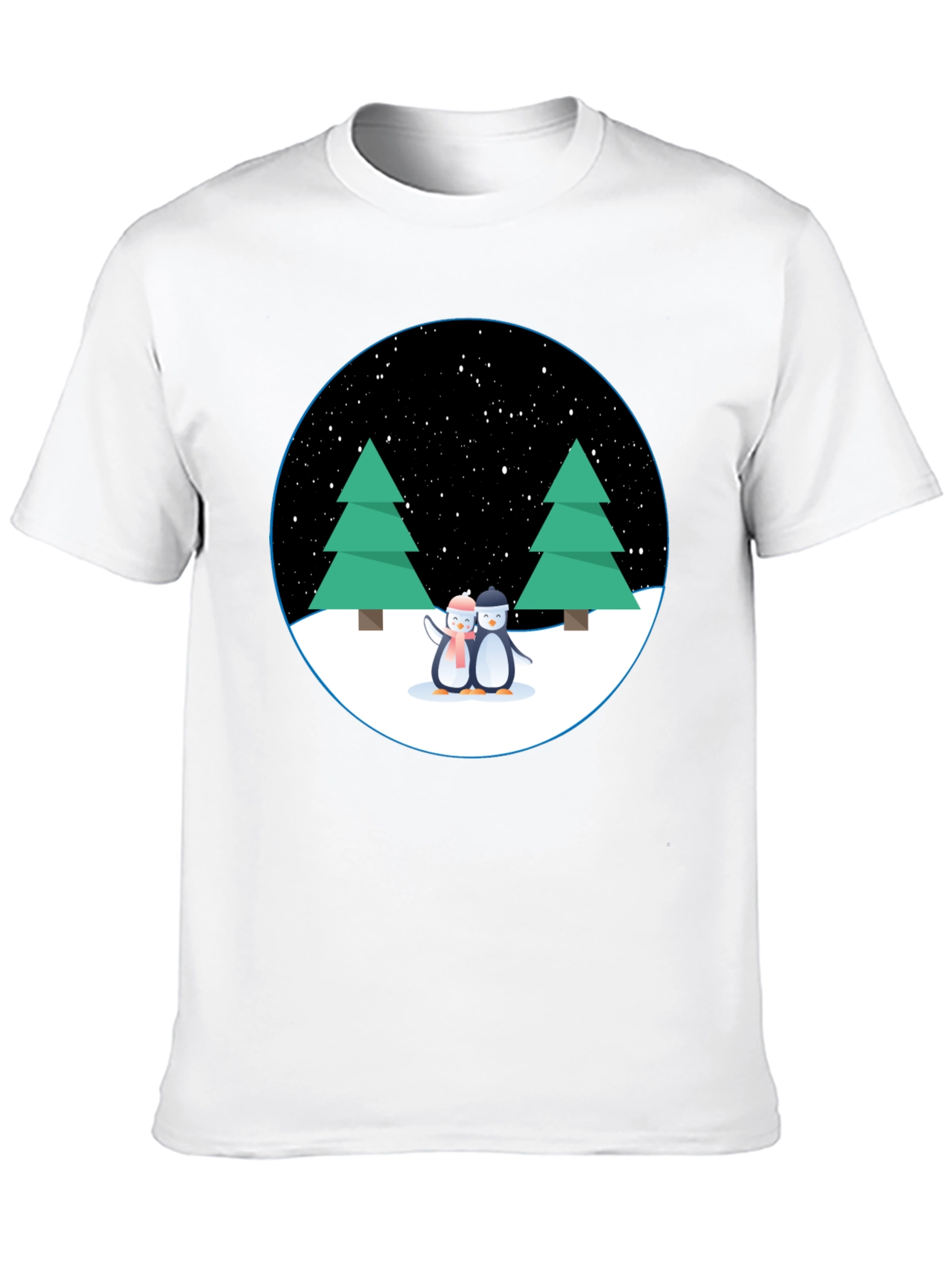Black Penguin Winter Scene Black T-Shirt view 10