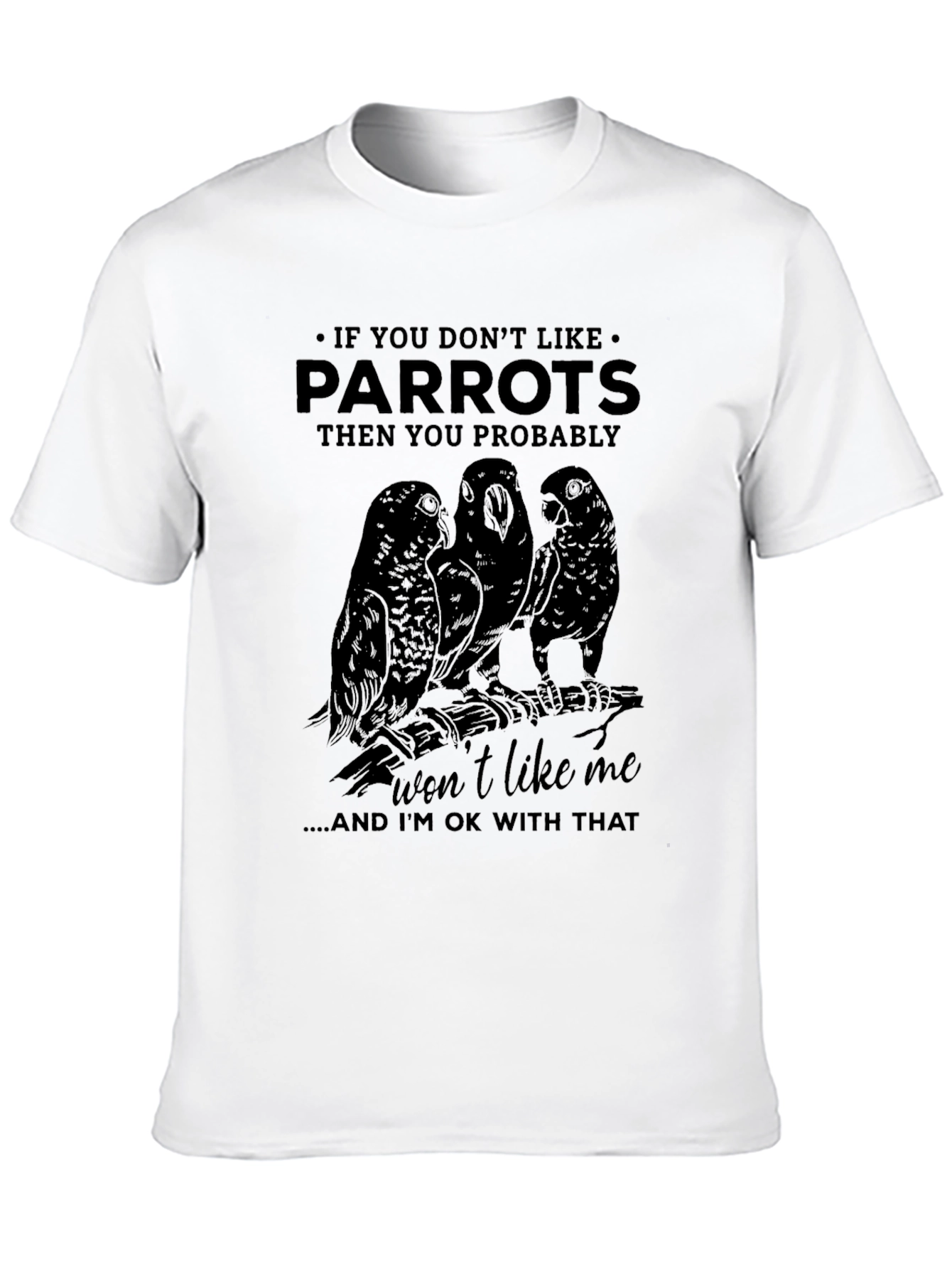 Black Parrot Graphic Print Crew Neck T-Shirt view 10